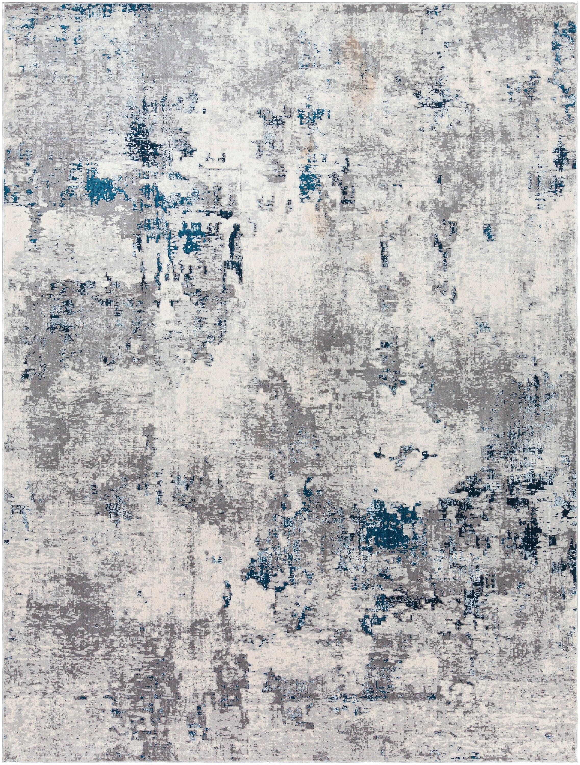 Aisha Blue Rectangular Reversible Washable Synthetic Rug