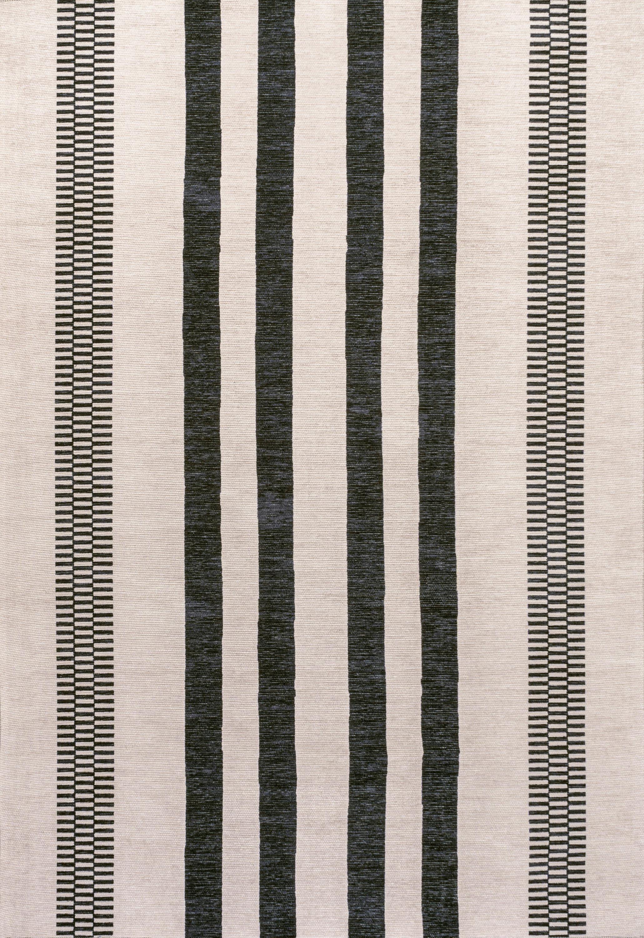 9' x 12' Vichy Geometric Striped Machine-Washable Area Rug, Cream/Black - JONATHAN Y