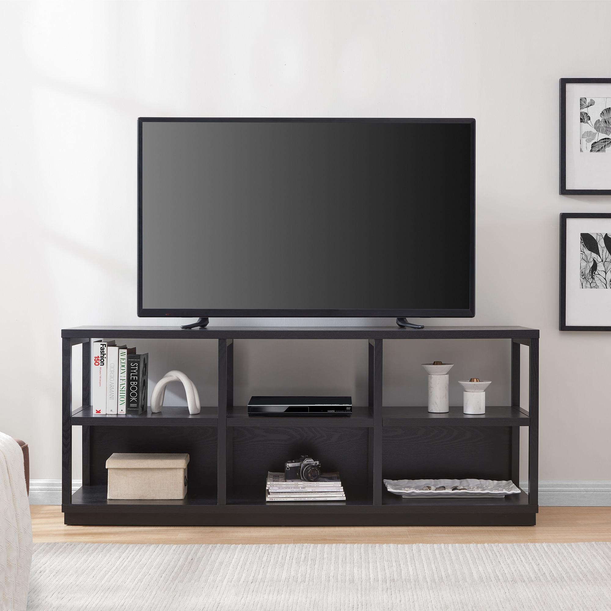 Evelyn&Zoe Thalia Rectangular TV Stand for TV's up to 75", Black