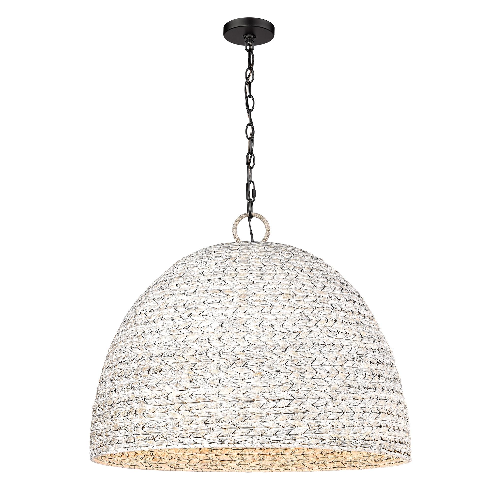 Golden Lighting Rue 8-Light Chandelier in Matte Black with Painted Sweet Grass