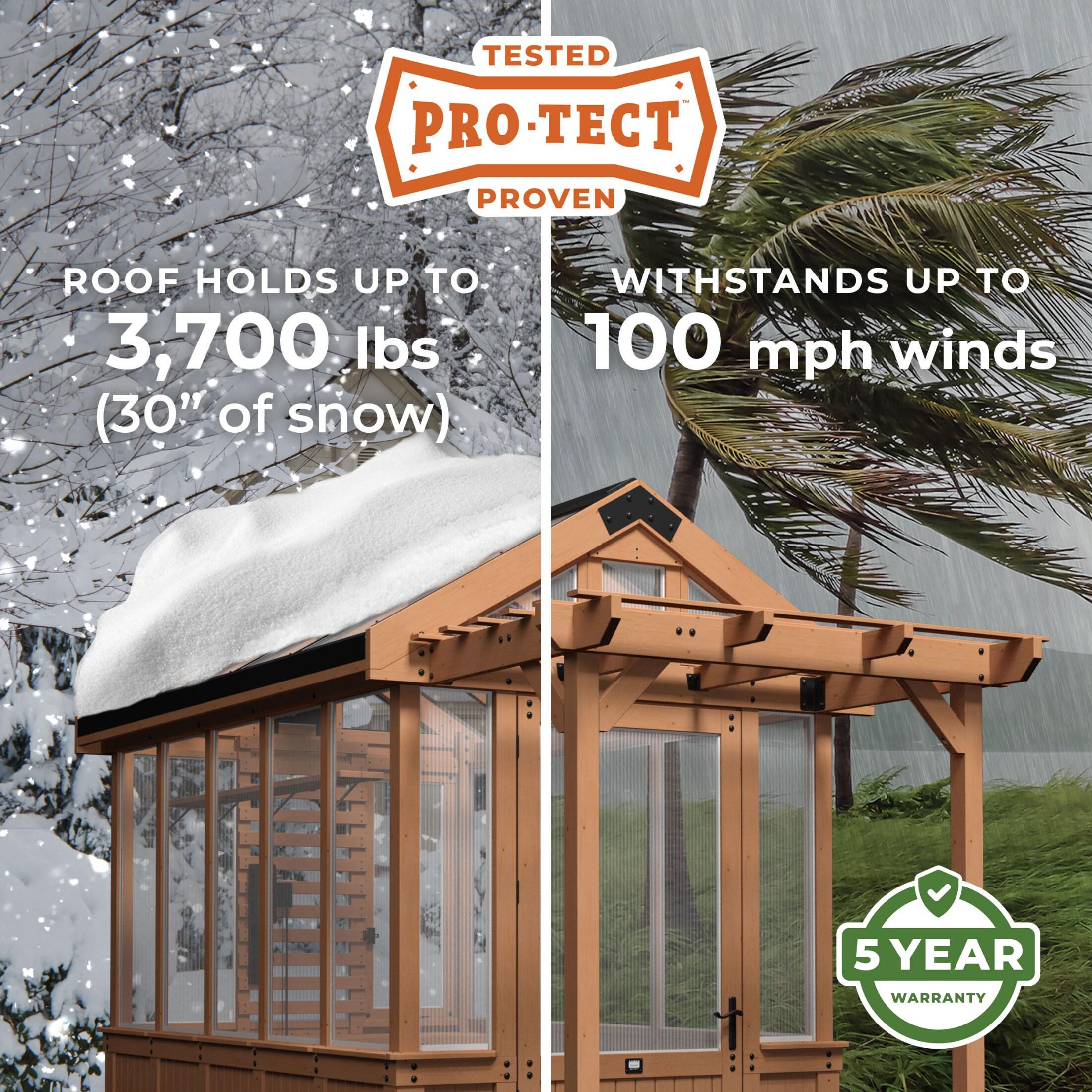 Backyard Discovery Bellerose 9' x 6' Cedar Wood and Polycarbonate Greenhouse Kit, Pergola