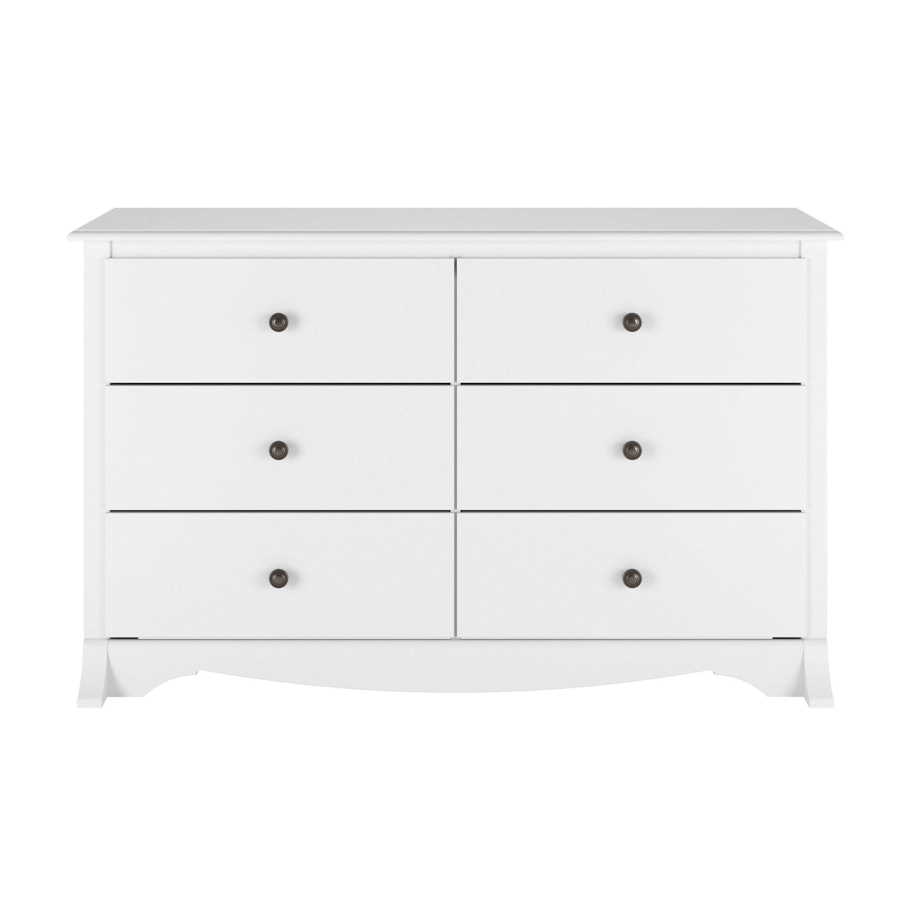 Prepac Monterey Dresser White: 6-Drawer Storage, Wood Composite, Bedroom Furniture, 29"H x 48"W