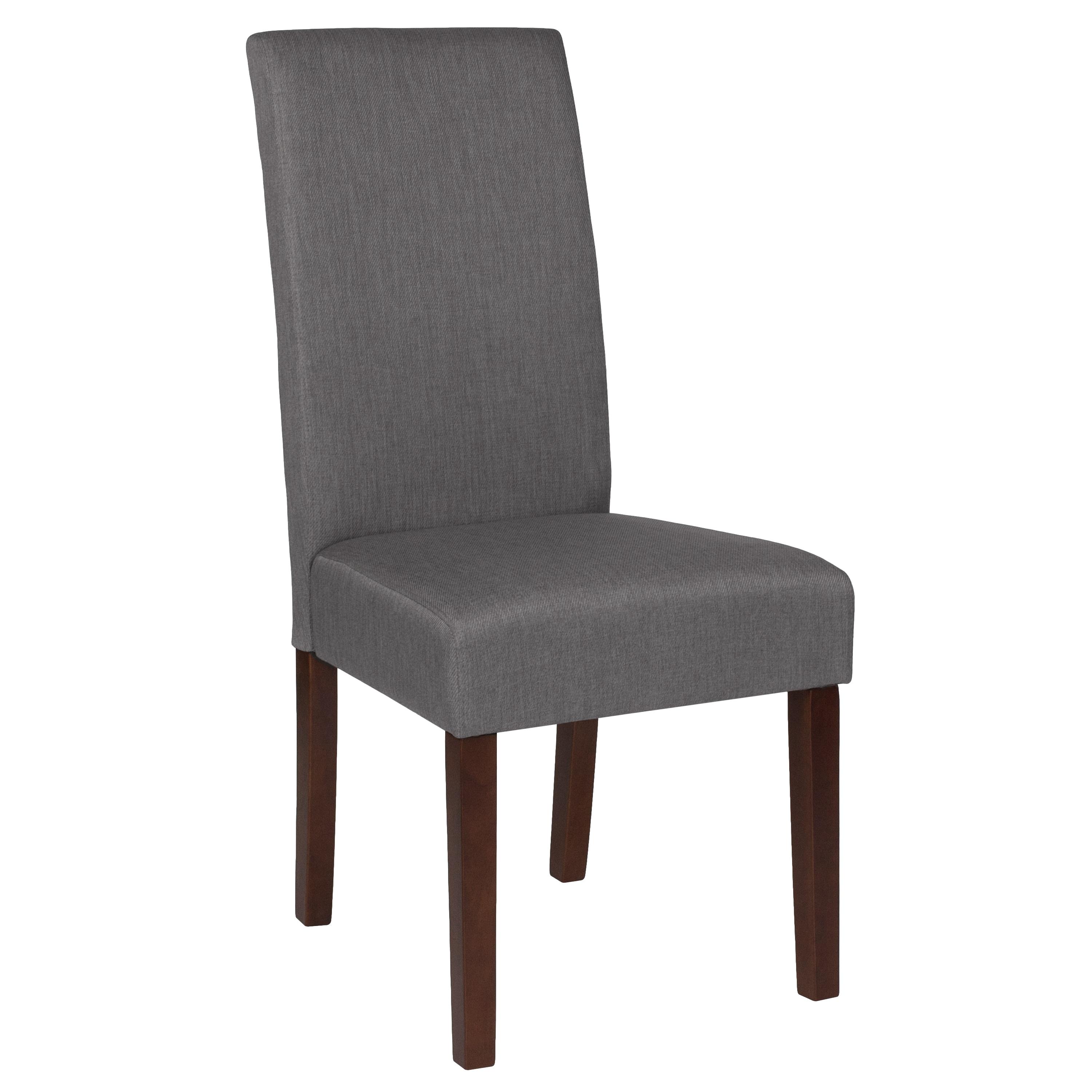 Flash Furniture Greenwich Series Light Gray Fabric Upholstered Panel Back Mid-Century Parsons Dining Chair