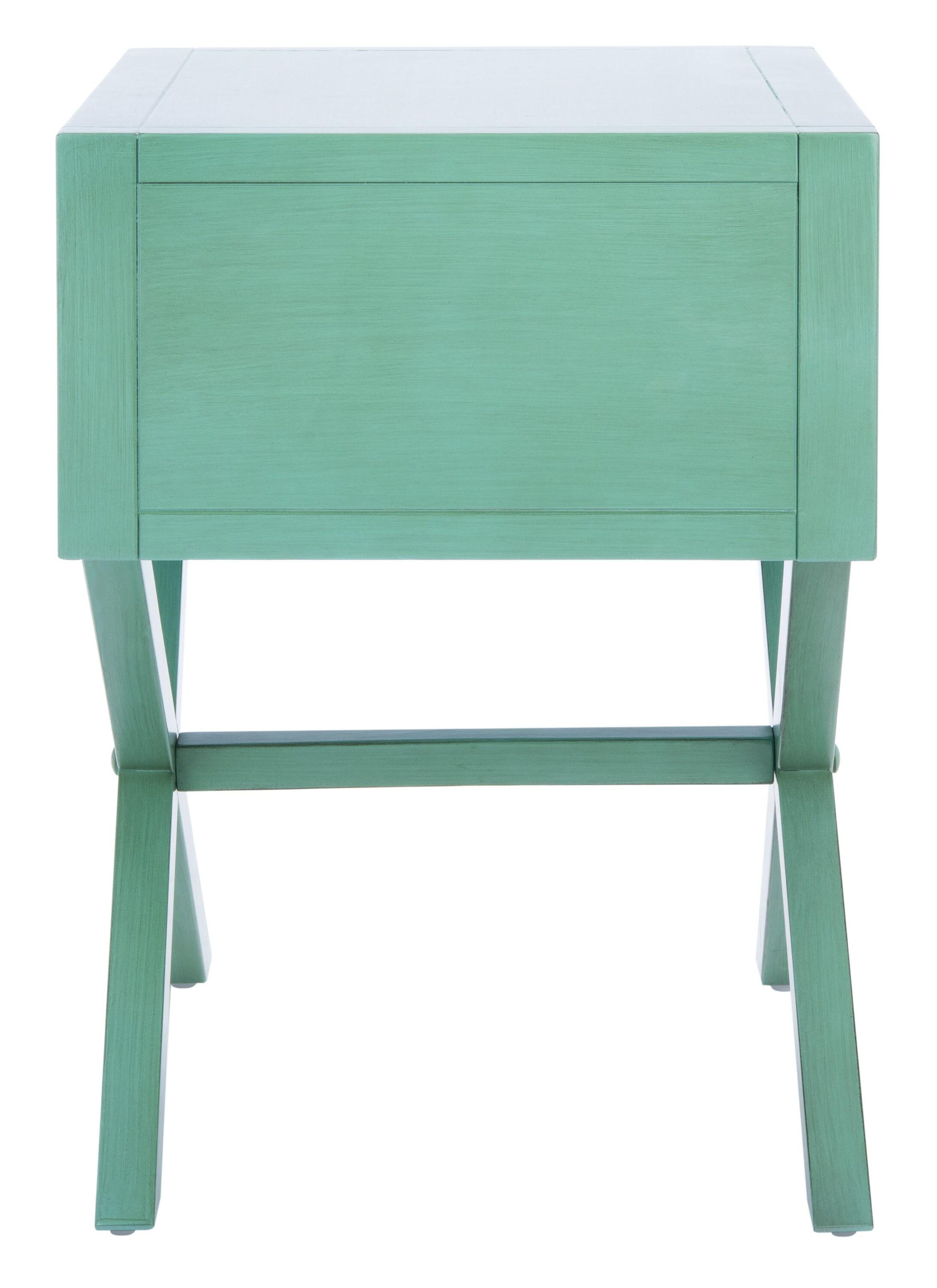 SAFAVIEH Odilia 1 Drawer Solid Retro Nightstand, Turquoise