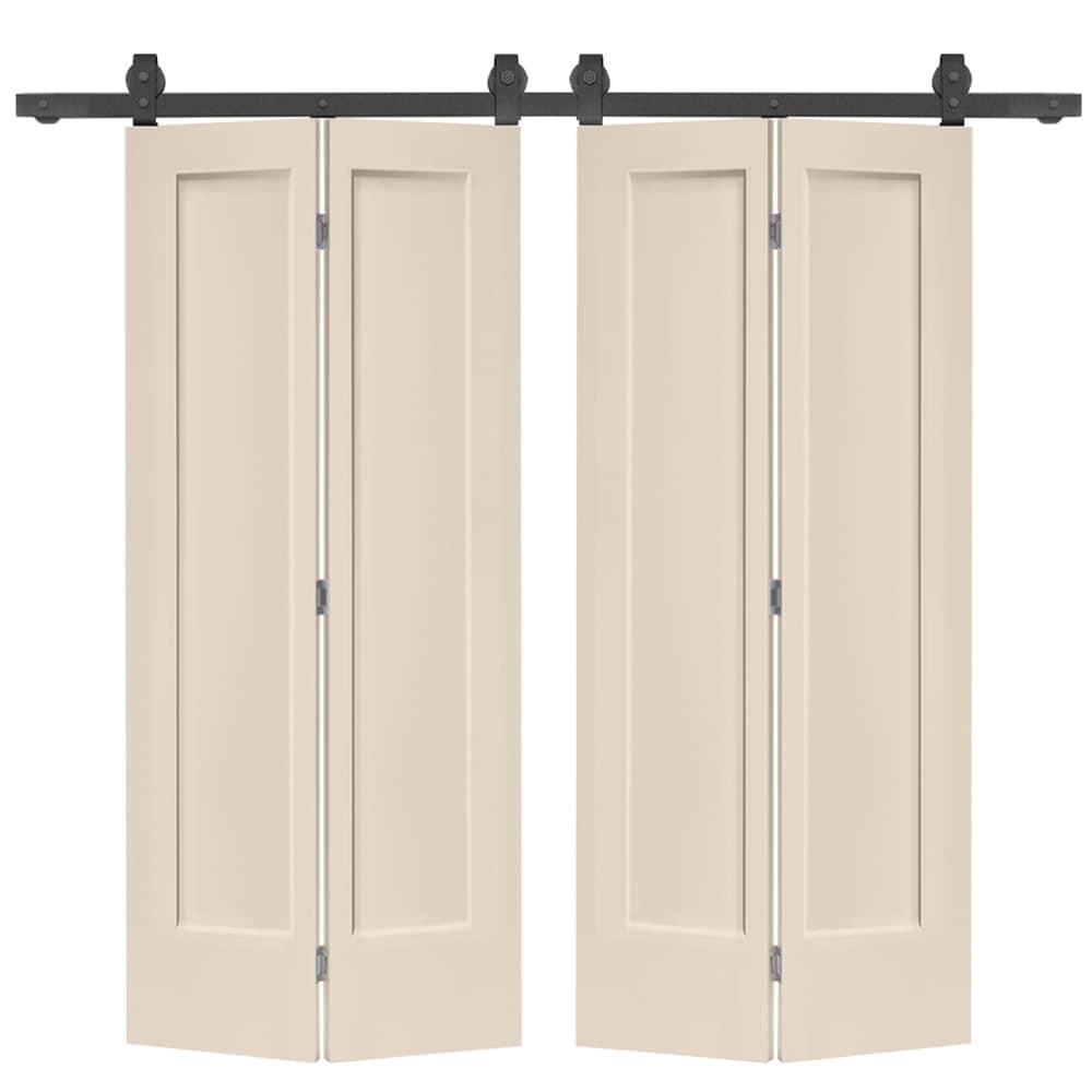 Calhome Paneled MDF Composite Double Bifold Barn Doors with Installation Hardware Kit