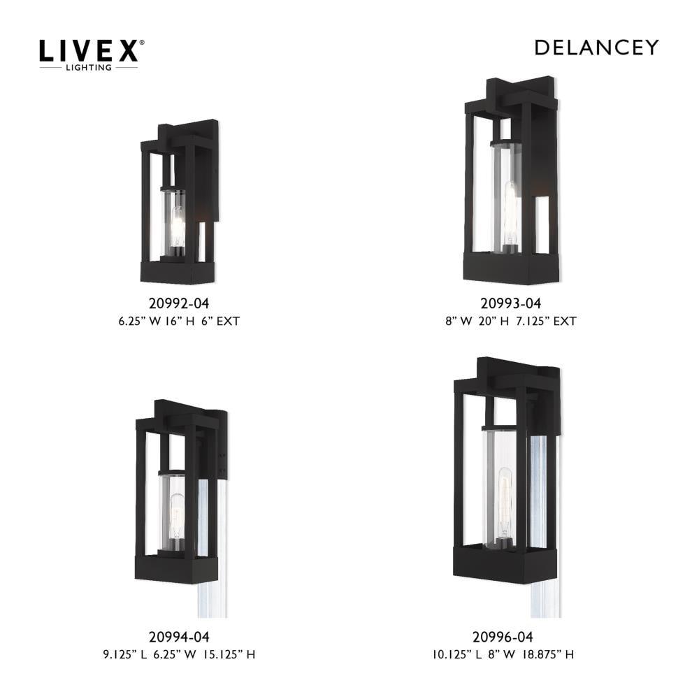 Livex Lighting 20993-04 Delancey - 20" One Light Outdoor Wall Lantern, Black Finish with Clear Glass