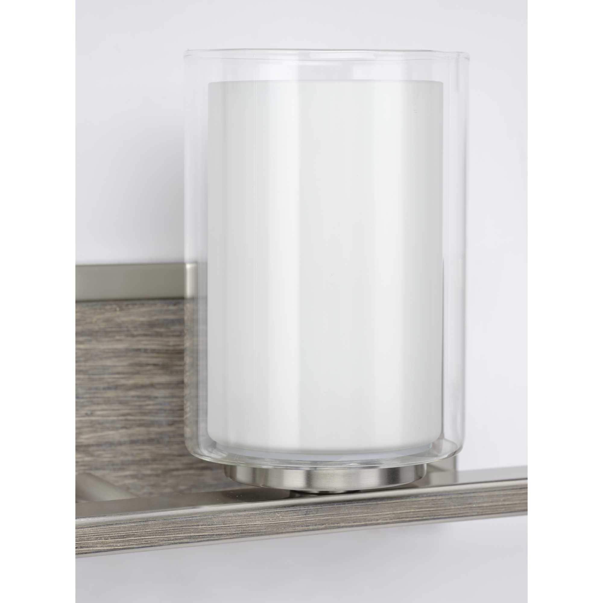 Progress Lighting Mast Collection 3-Light Bath Vanity in Brushed Nickel with Clear and Etched Glass Shades