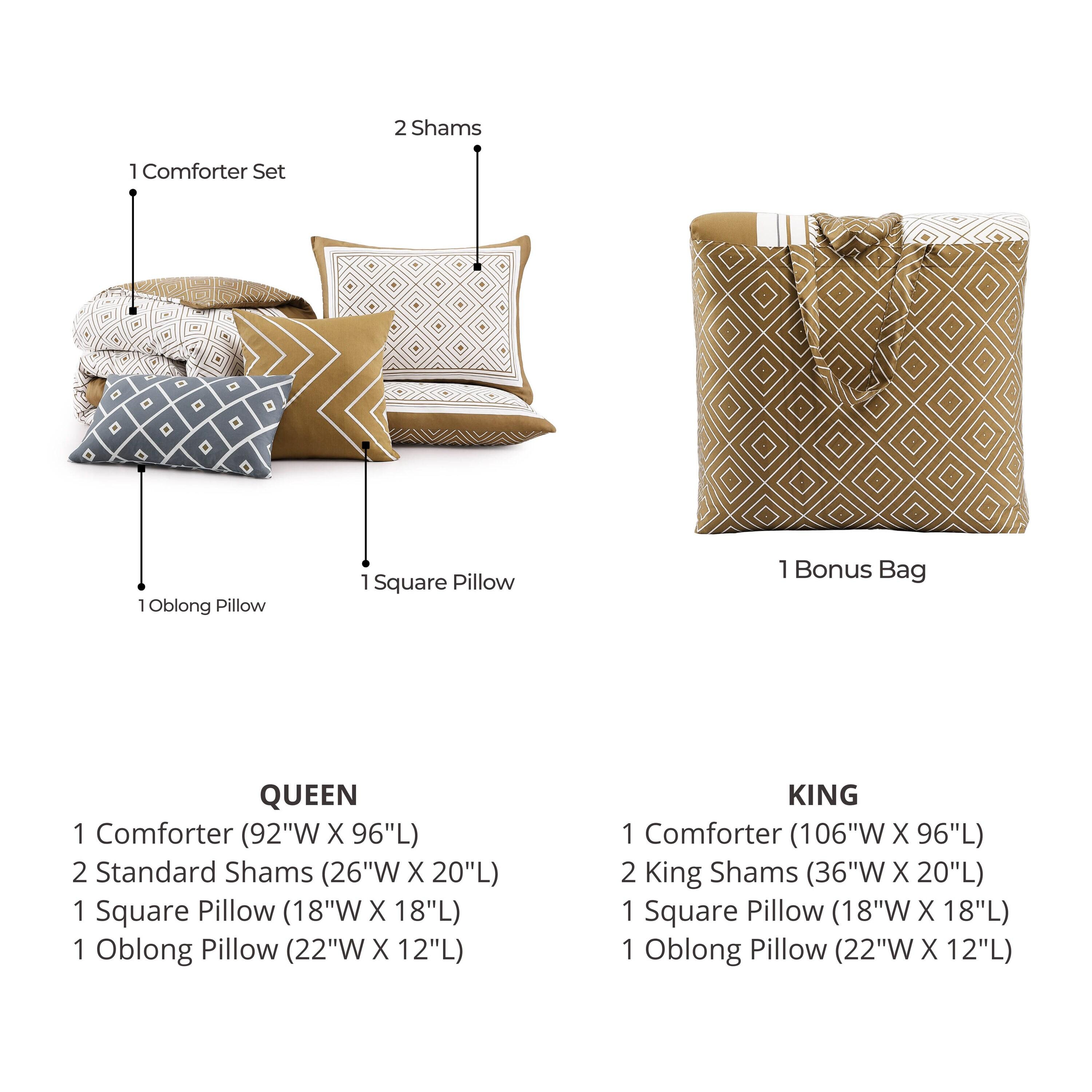 BeBeJan Bebejan Geometric Latte 100% Cotton Sateen   Reversible Comforter Set