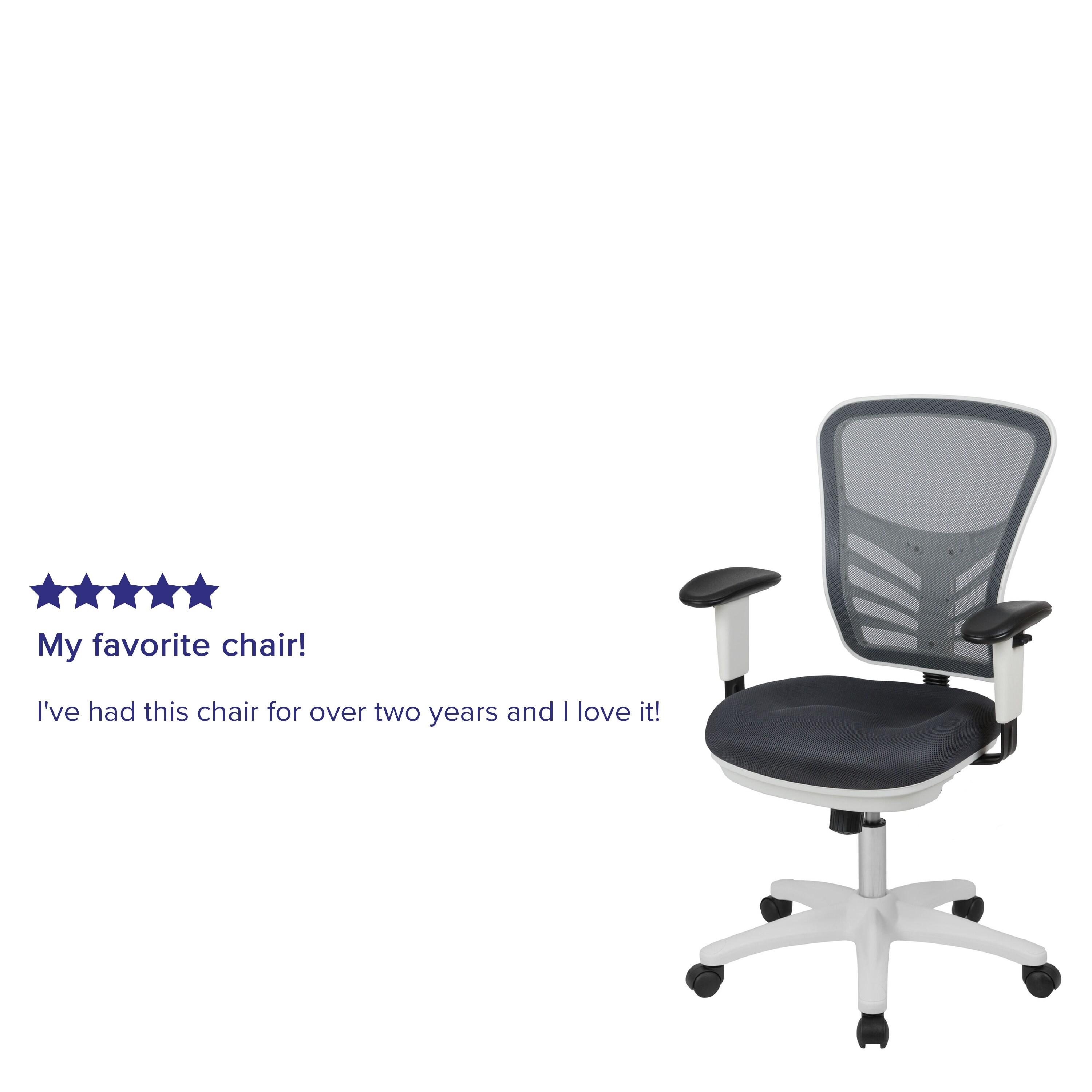 Flash Furniture Mid-Back Dark Gray Mesh Multifunction Executive Swivel Ergonomic Office Chair with Adjustable Arms and White Frame