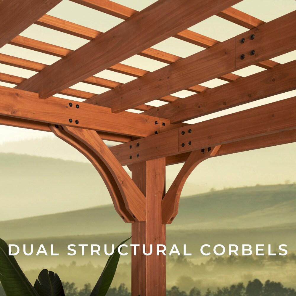 Backyard Discovery Beaumont 24'x12' Cedar Wood Patio Pergola Kit, Trellis Roof, PowerPort