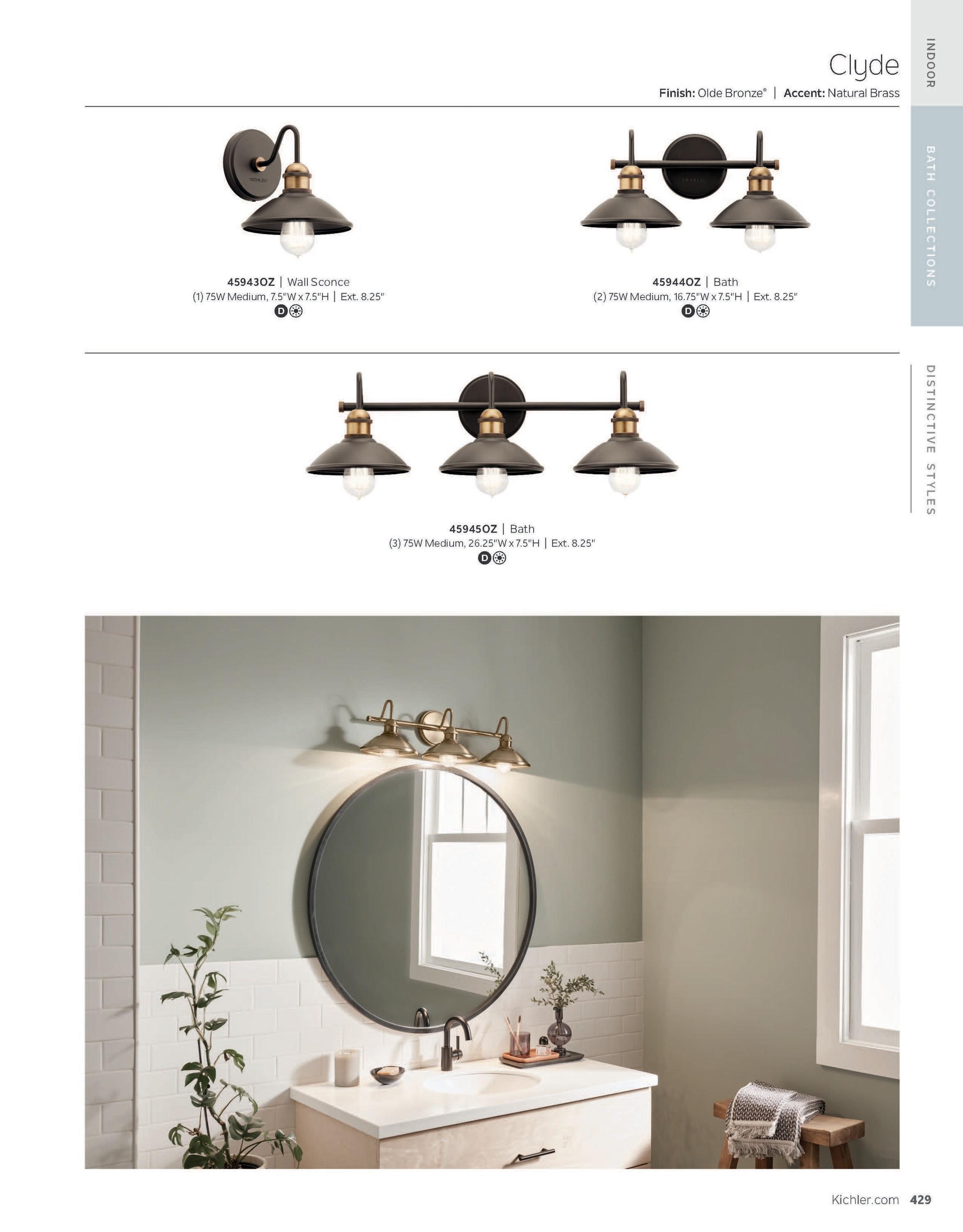 Kichler Lighting Clyde 1 - Light Sconce in  Olde Bronze