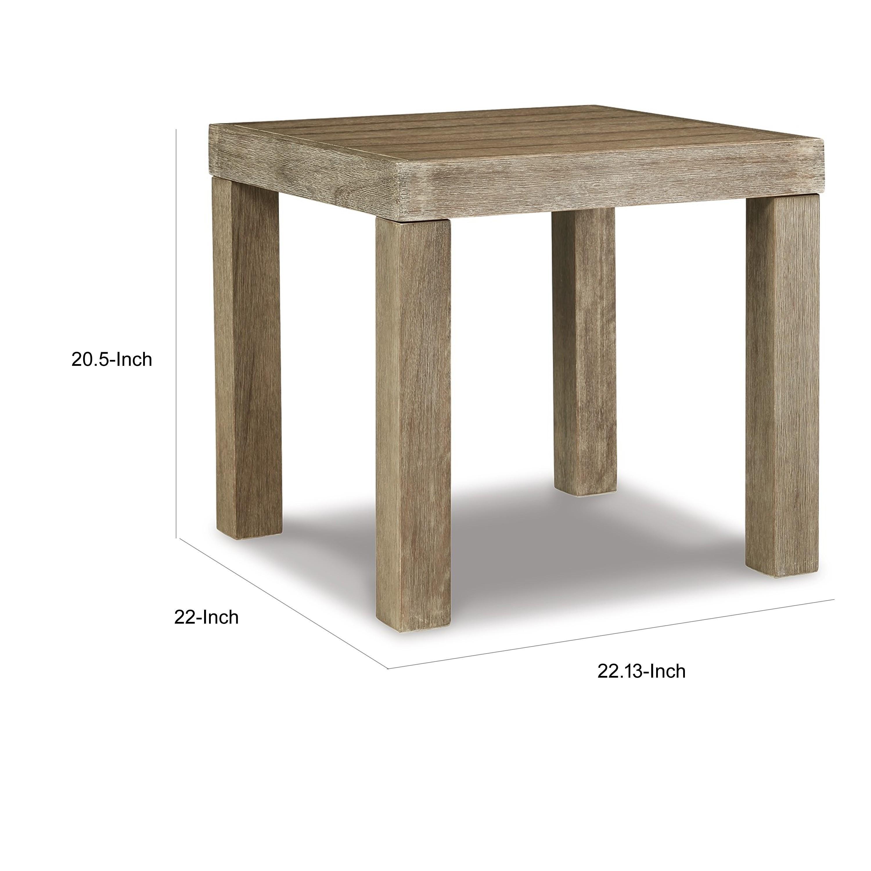 Viva Furniture Square Eucalyptus Outdoor Side Table