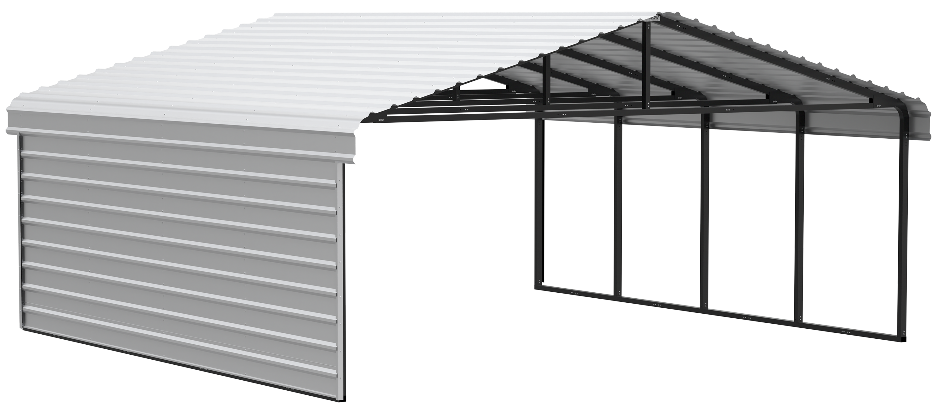 Arrow 20 x 20 ft Carport with 1-sided Enclosure
