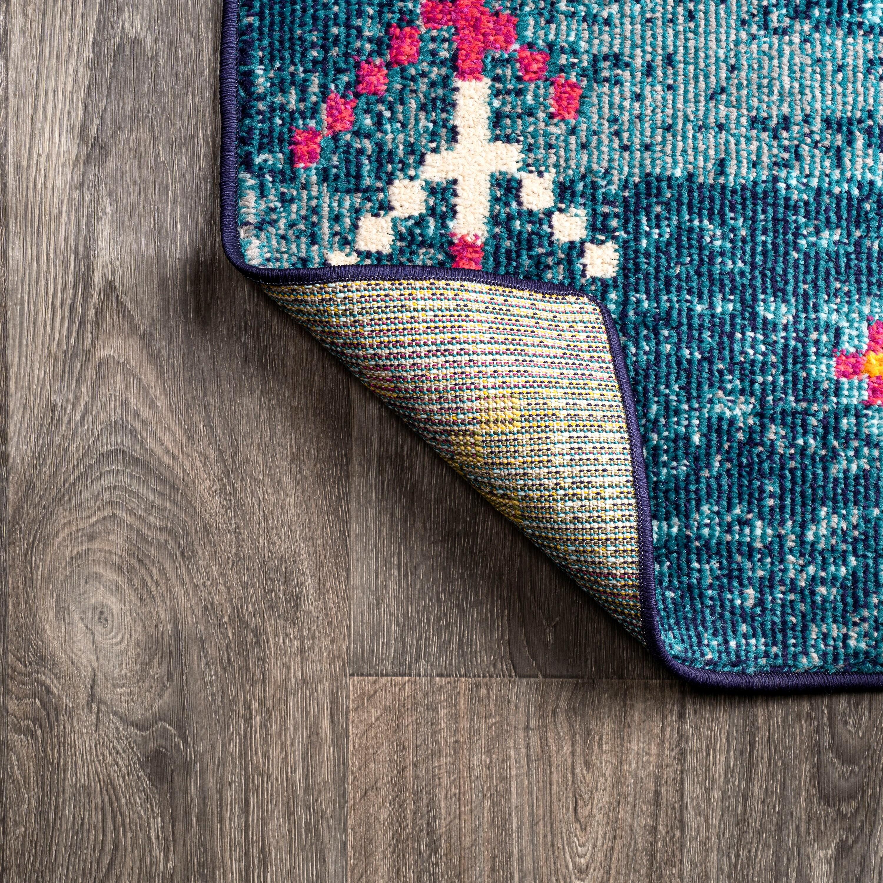 JONATHAN Y Love Geometric Dark Blue/Multi 2 ft. x 8 ft. Runner Rug