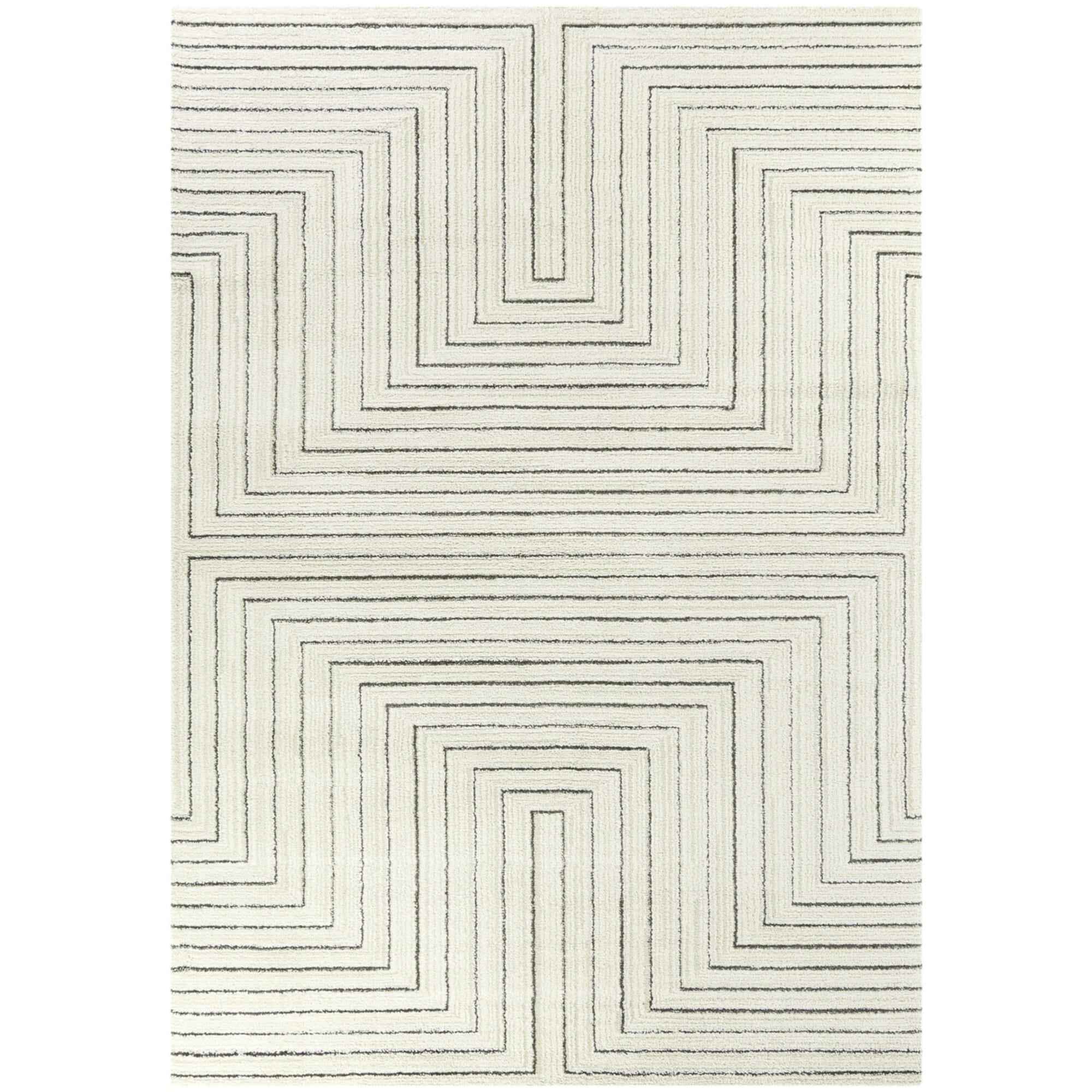 Balta Rugs 2'7"x7' Carmody Transitional Geometric Rug Cream: Off-White Runner, Medium Pile, Indoor Use
