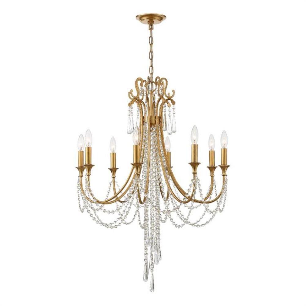 Crystorama Arcadia 8 Light Antique Gold Chandelier - 26'' W x 36.37'' H - 26'' W x 36.37'' H