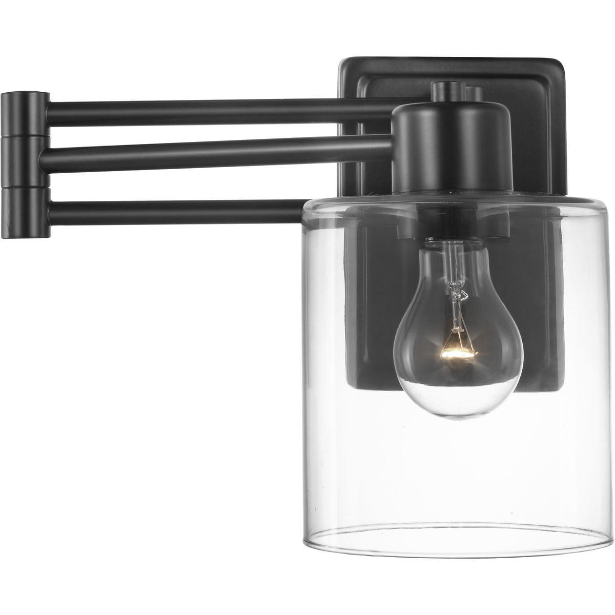 Progress Lighting Milner 1-Light Wall Bracket, Black, Clear Glass Shade
