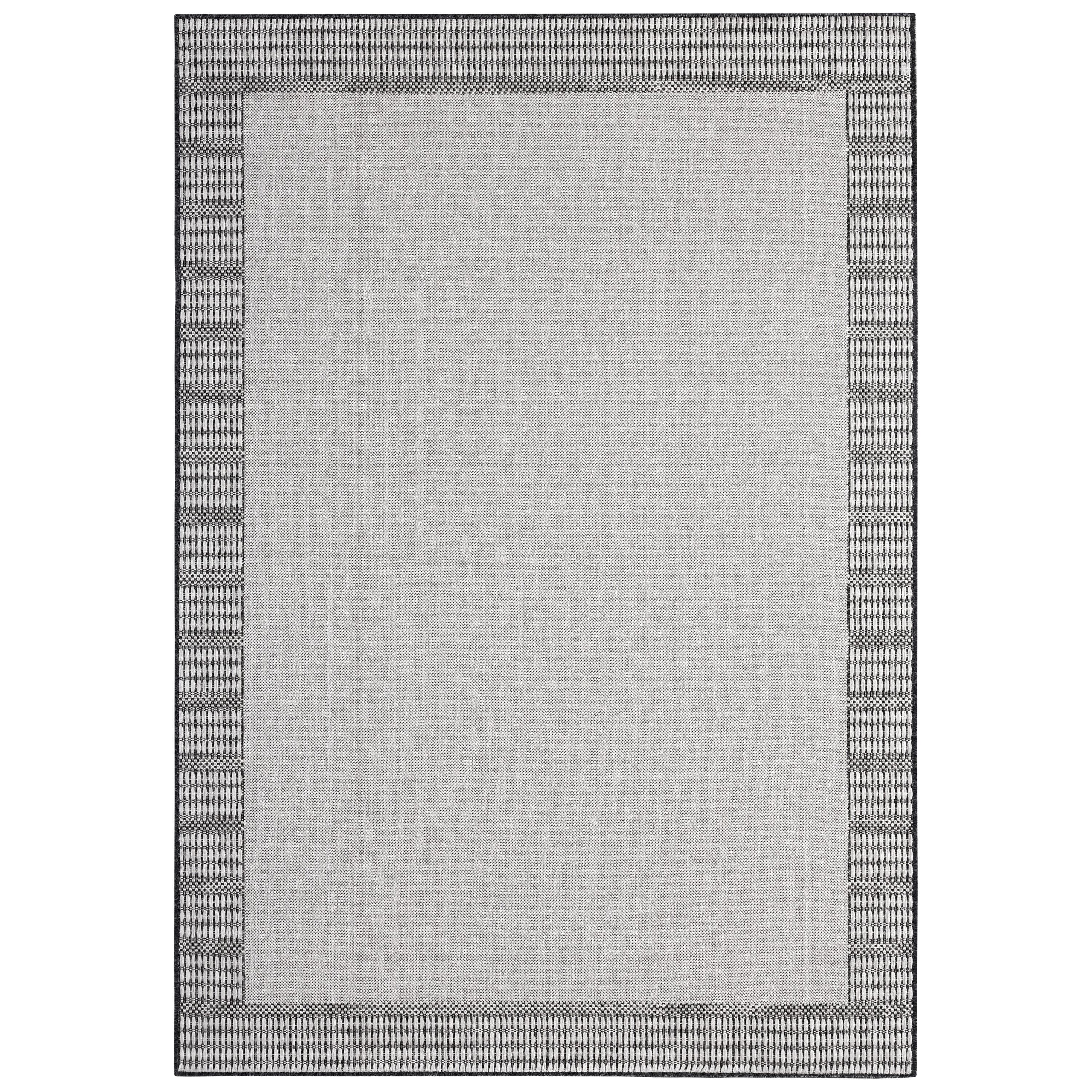 Nicole Miller New York Patio Country Landry Traditional Border Indoor/Outdoor Area Rug, Grey/Black, 5'2"x7'2"