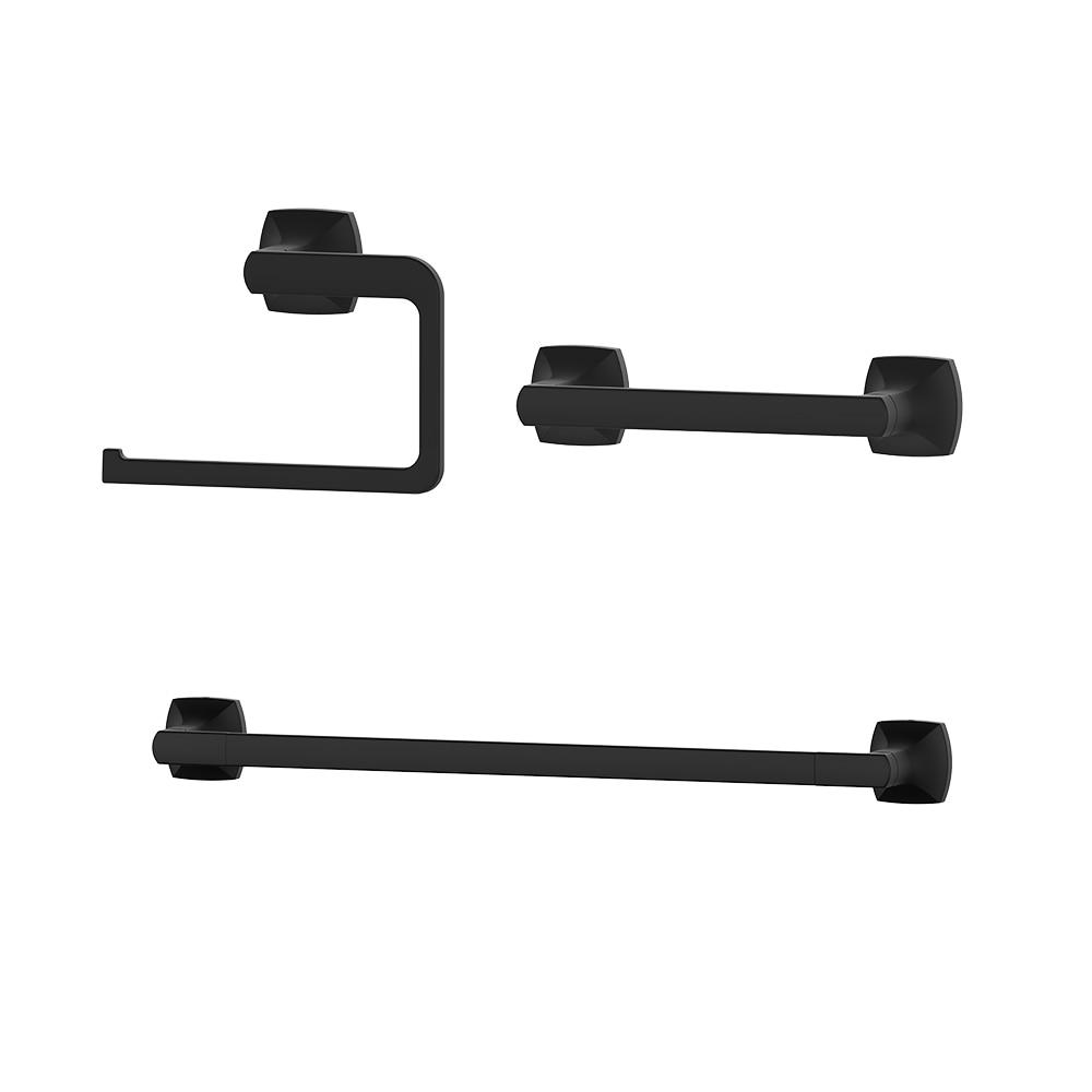 Matte Black Metal 3-Piece Bathroom Hardware Set