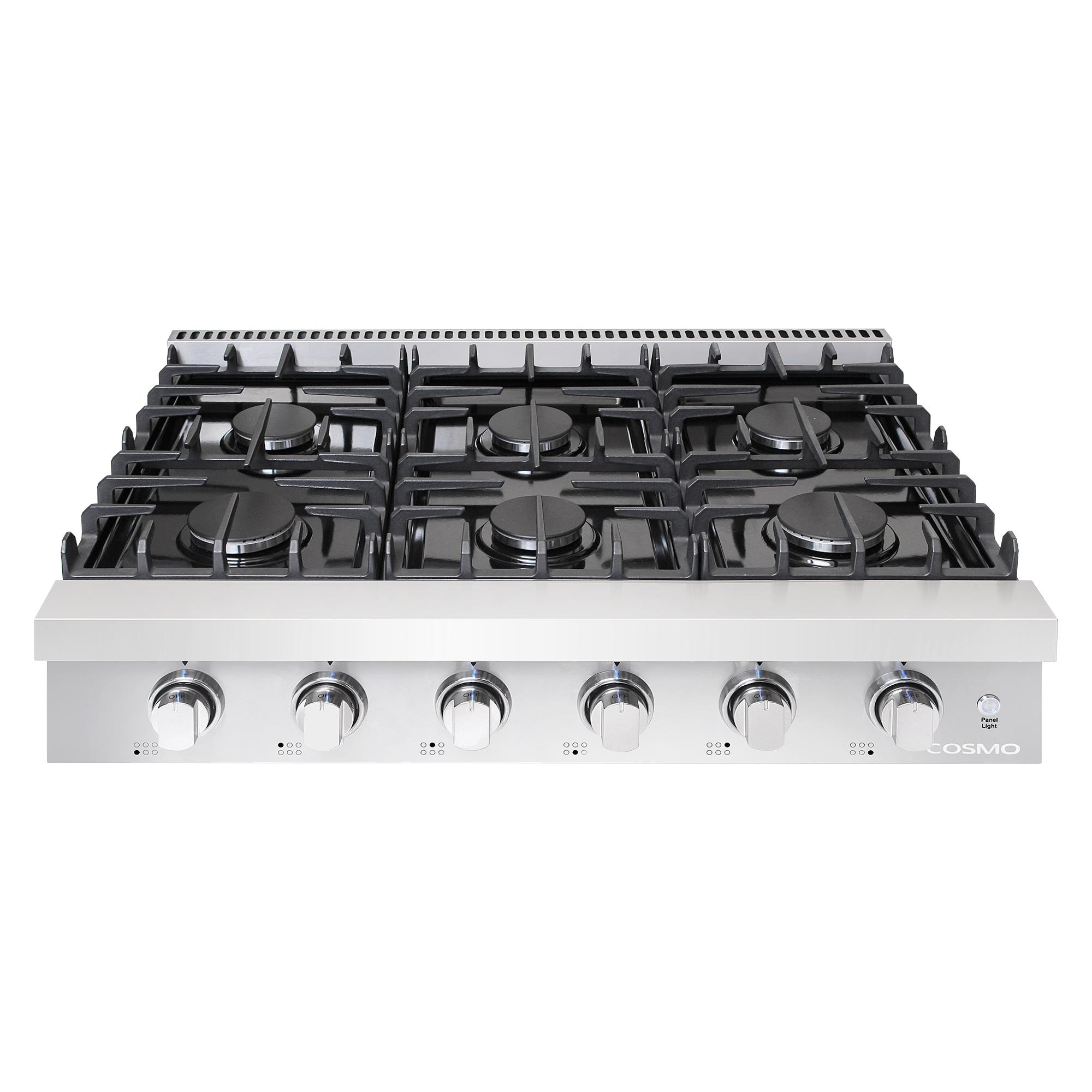 36-Inch Stainless Steel Gas Cooktop with 6 Burners