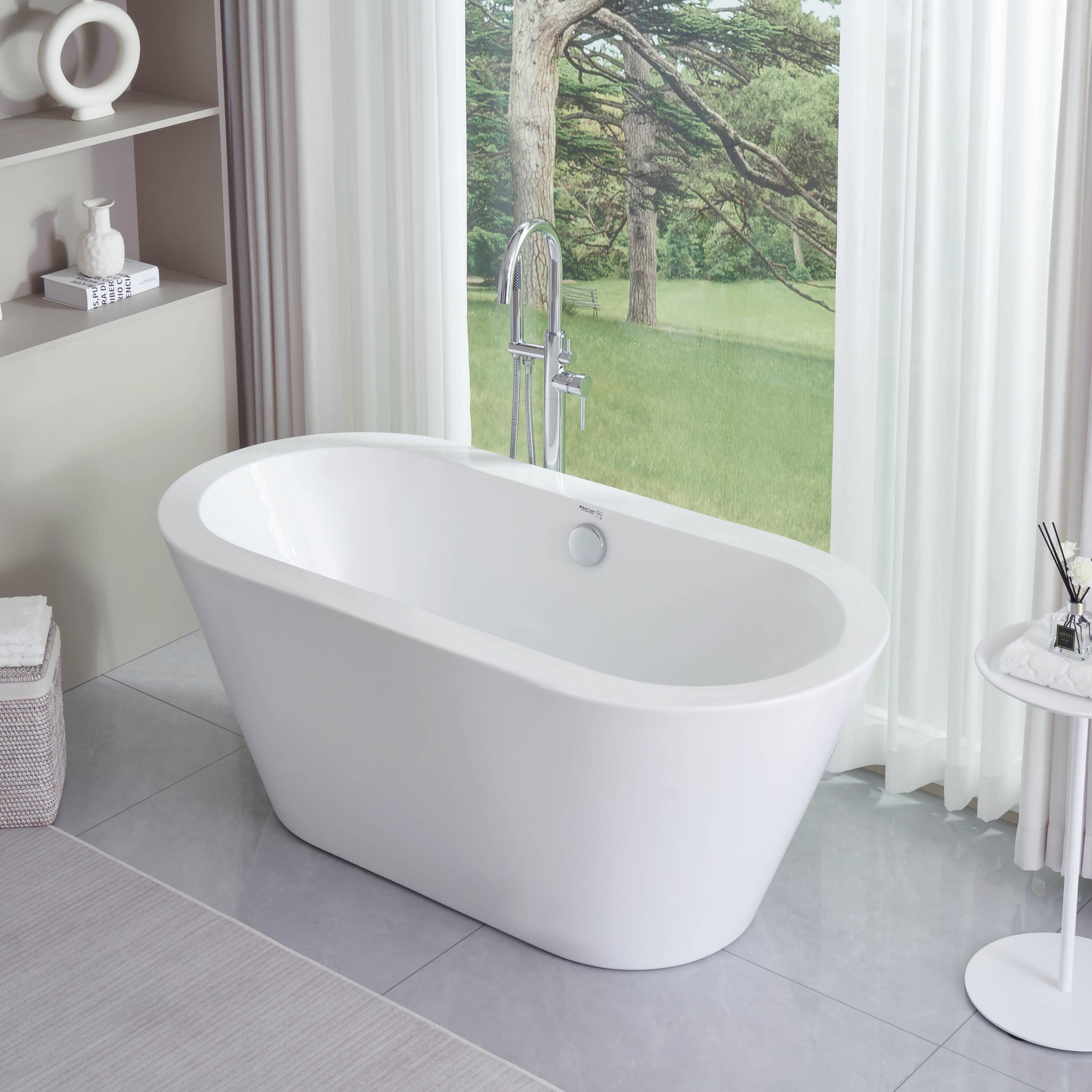 Iris 59" x 30" Freestanding Soaking Acrylic Bathtub