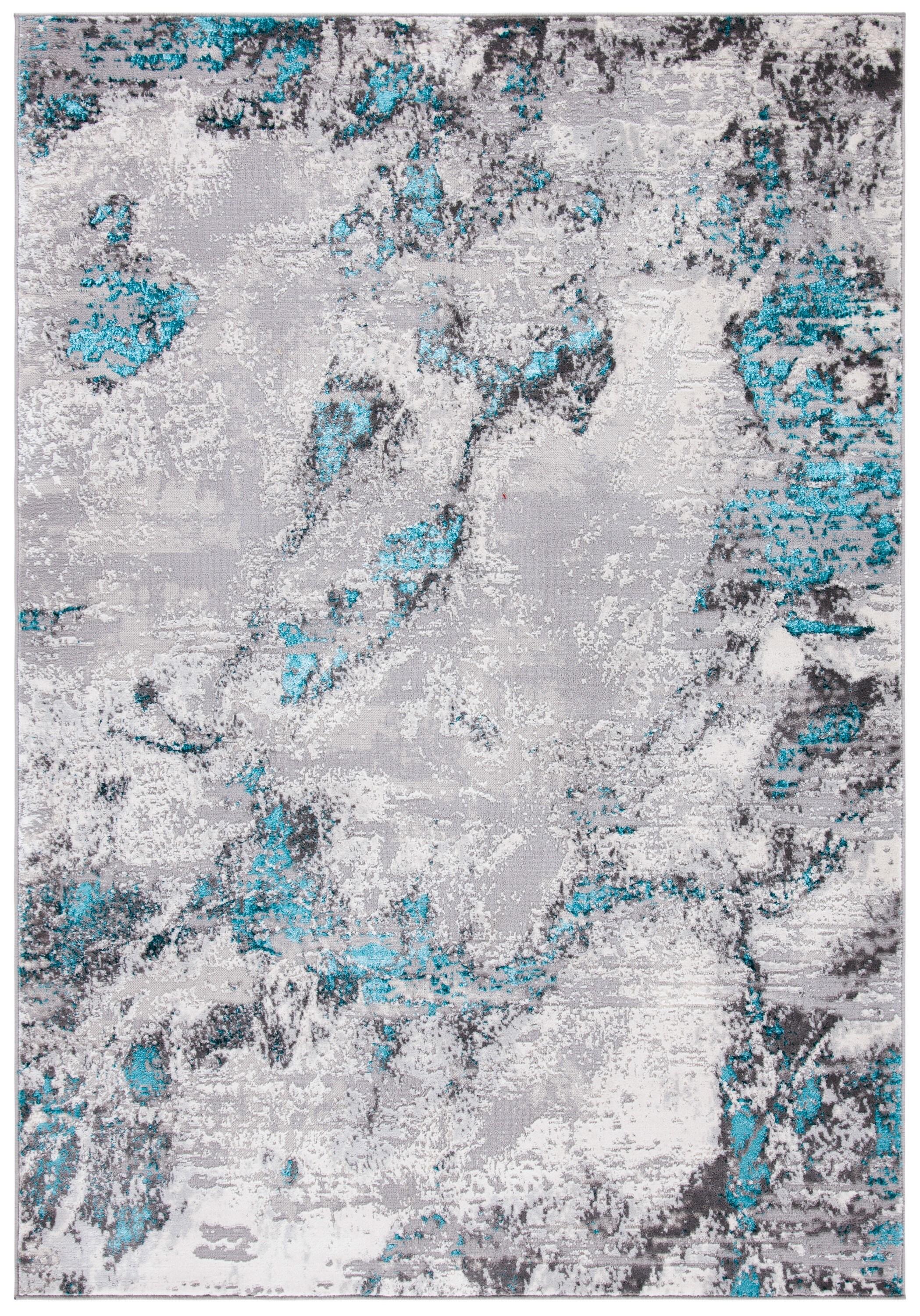 Amelia ALA232 Power Loomed Area Rug - Grey/Turquoise - 4'5"x6'5" - Safavieh.