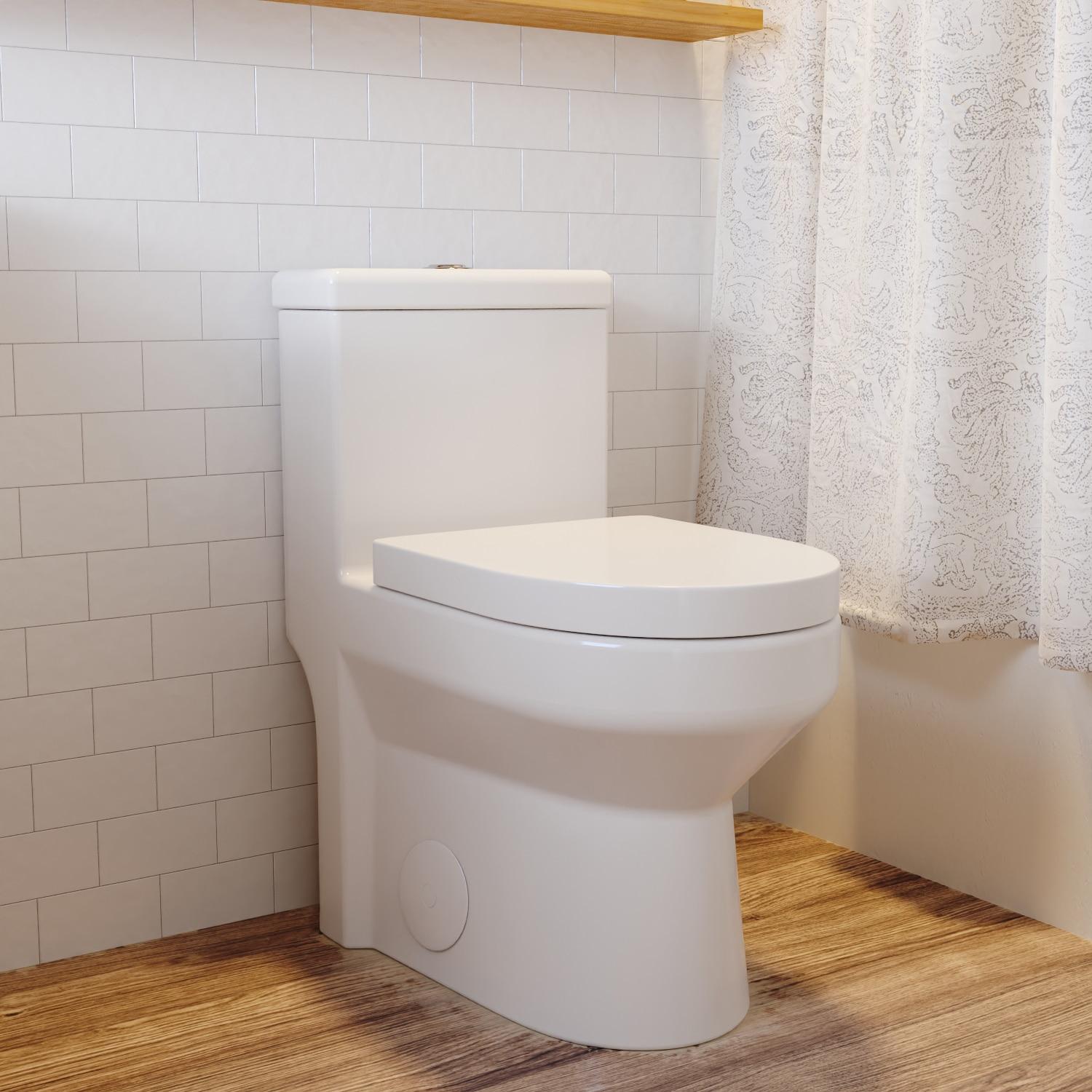 DeerValley Liberty Compact Toilets One-Piece Toilet With High-Efficiency Flush Round Toilet for Space-Saving Floor Mounted (Seat Included)