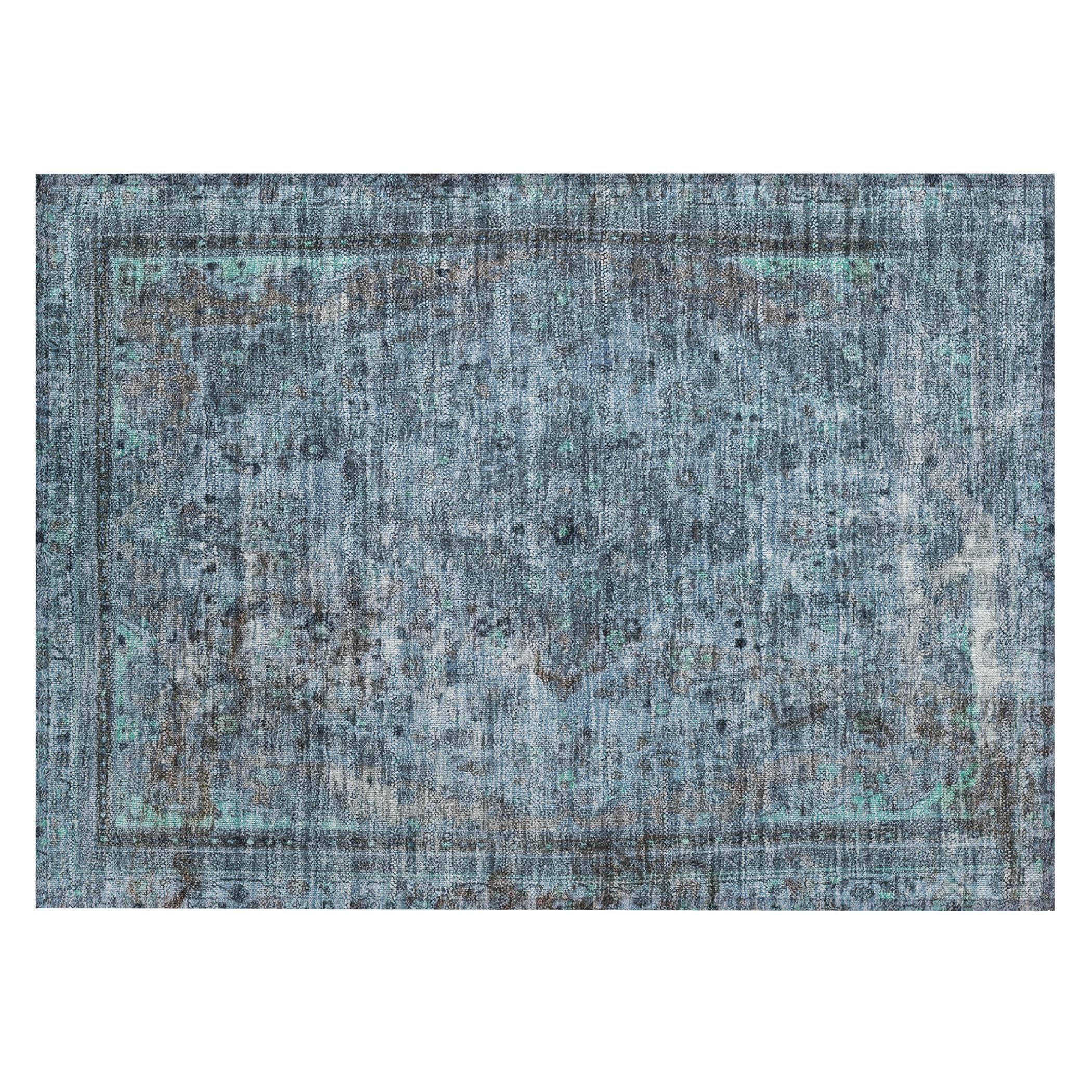 Addison Rugs Chantille Indoor/Outdoor Traditional Global Blue Washable Rectangle Rug, 1'8" x 2'6"