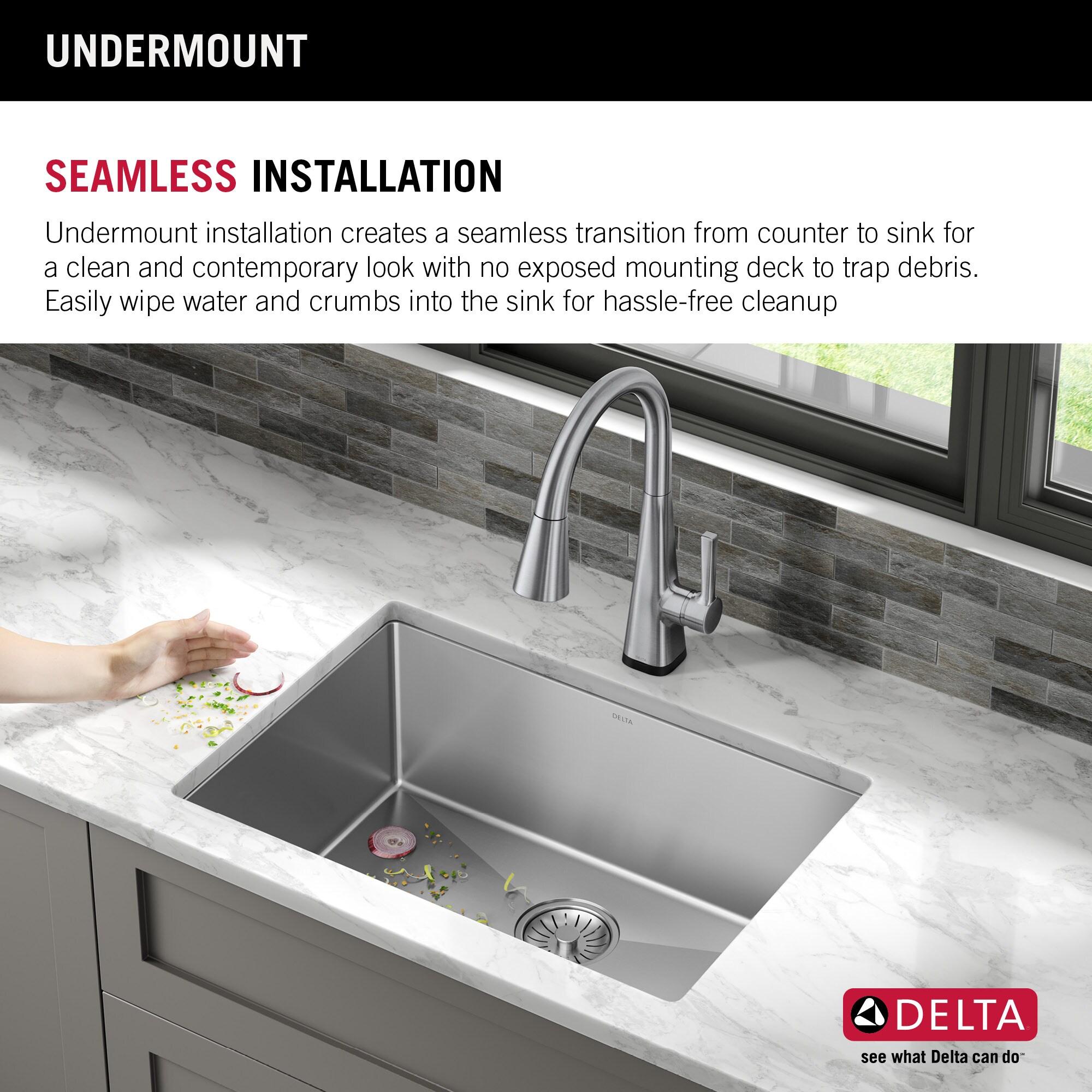 Delta Lenta™ Undermount 16 Gauge Stainless Steel Single Bowl Kitchen Sink with Accessories