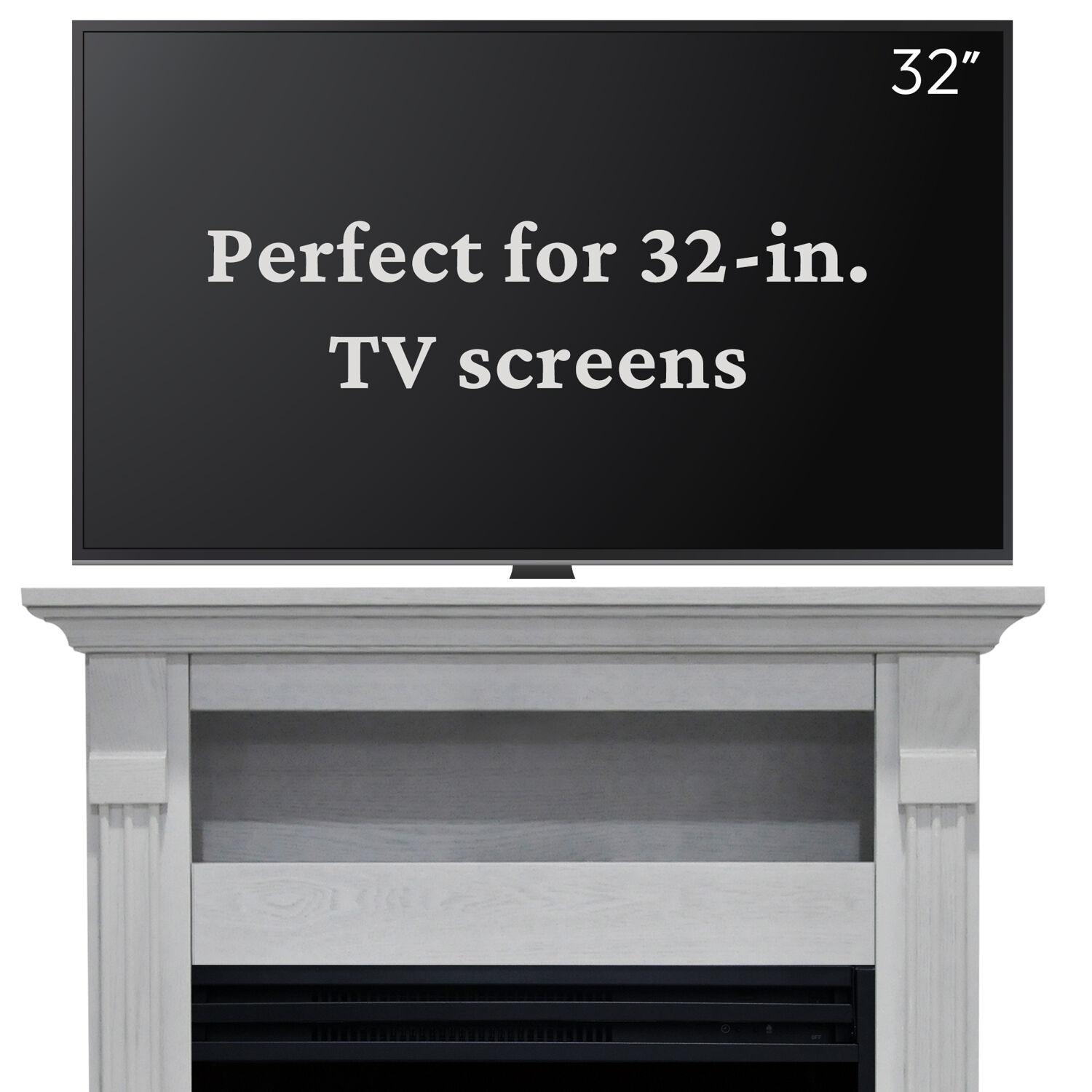 Cambridge Sienna 34'' Freestanding Electric Fireplace with Remote| Multi-Color Flame| Log Insert | White Mantel | For Rooms up to 210 Sq.Ft. | Adjustable Heat Settings | Timer