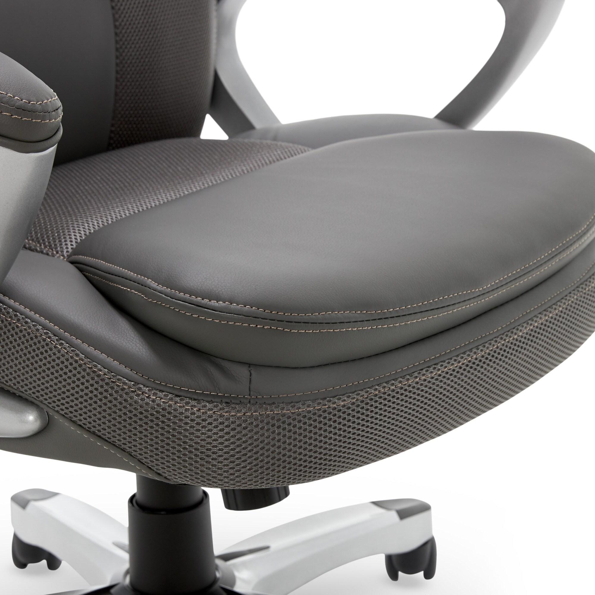 Amplify Executive Mesh Office Chair Seamless Light Gray - Serta: Ergonomic with Fixed Arms & Casters, Adjustable Height
