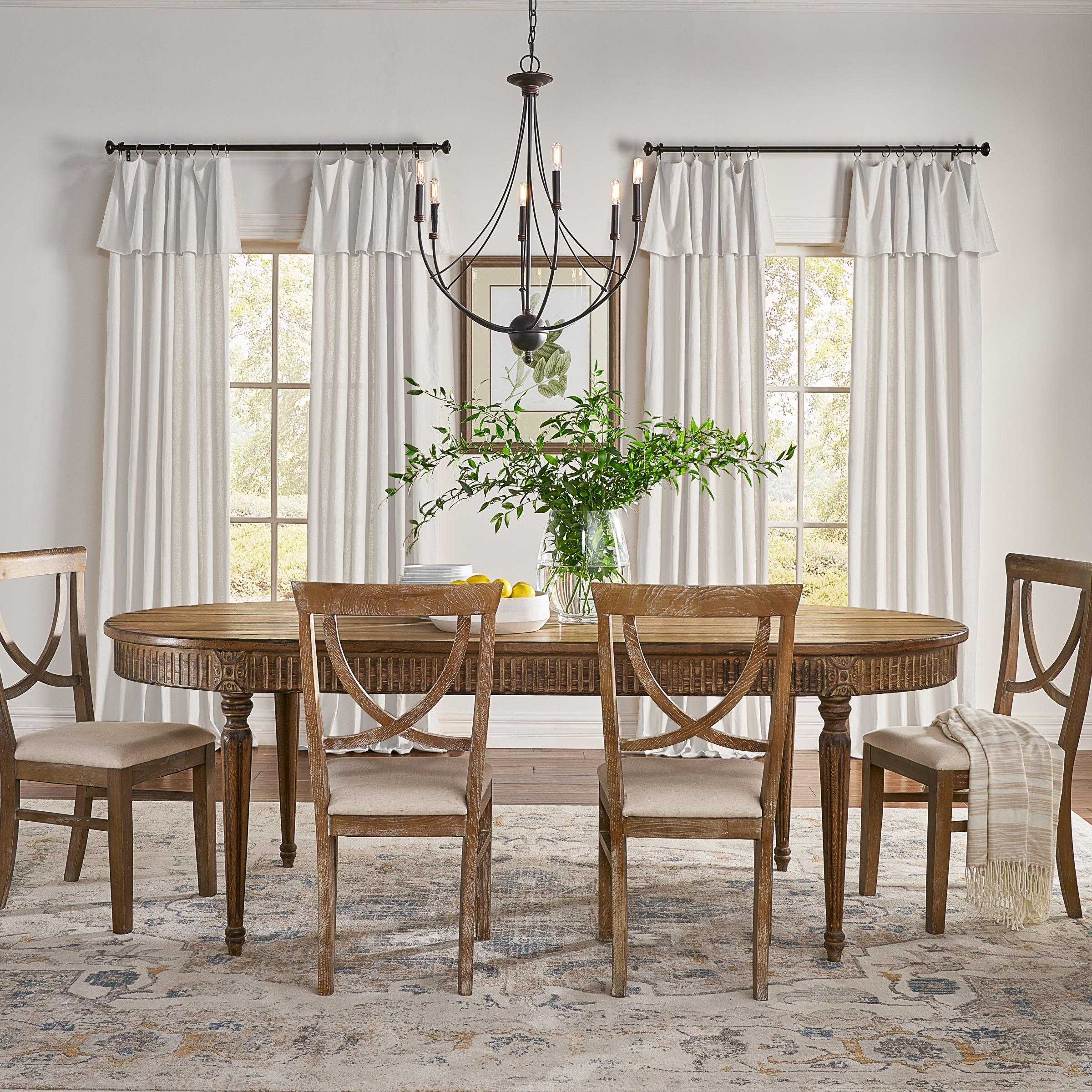 Mercantile Drop Cloth Light Filtering Ring Top Tab Farmhouse Curtain Panel with Valance Off White 63 Inches