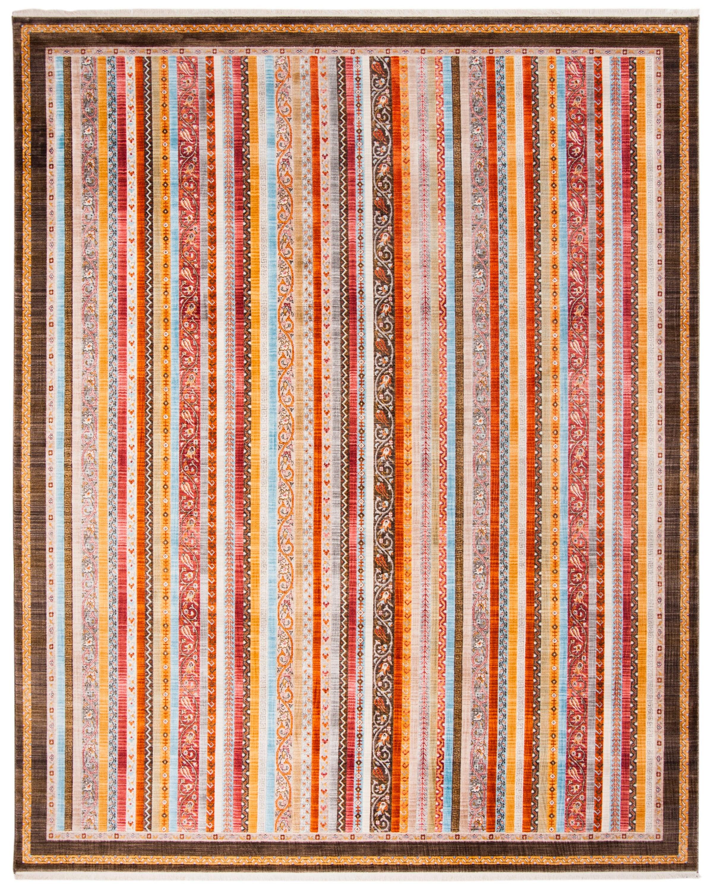 SAFAVIEH Bokhara Caolan Colorful Striped Polyester Area Rug, Brown/Yellow, 8' x 10'
