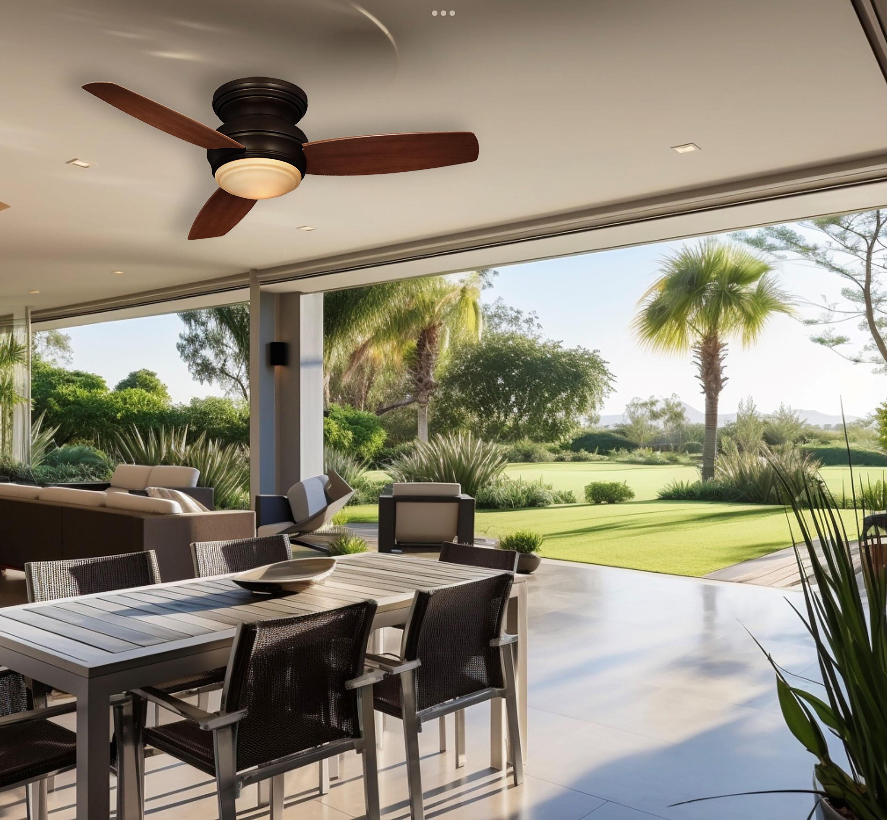 44" Concept II 3 - Blade Outdoor LED Propeller Ceiling Fan with Wall Control and Light Kit Included