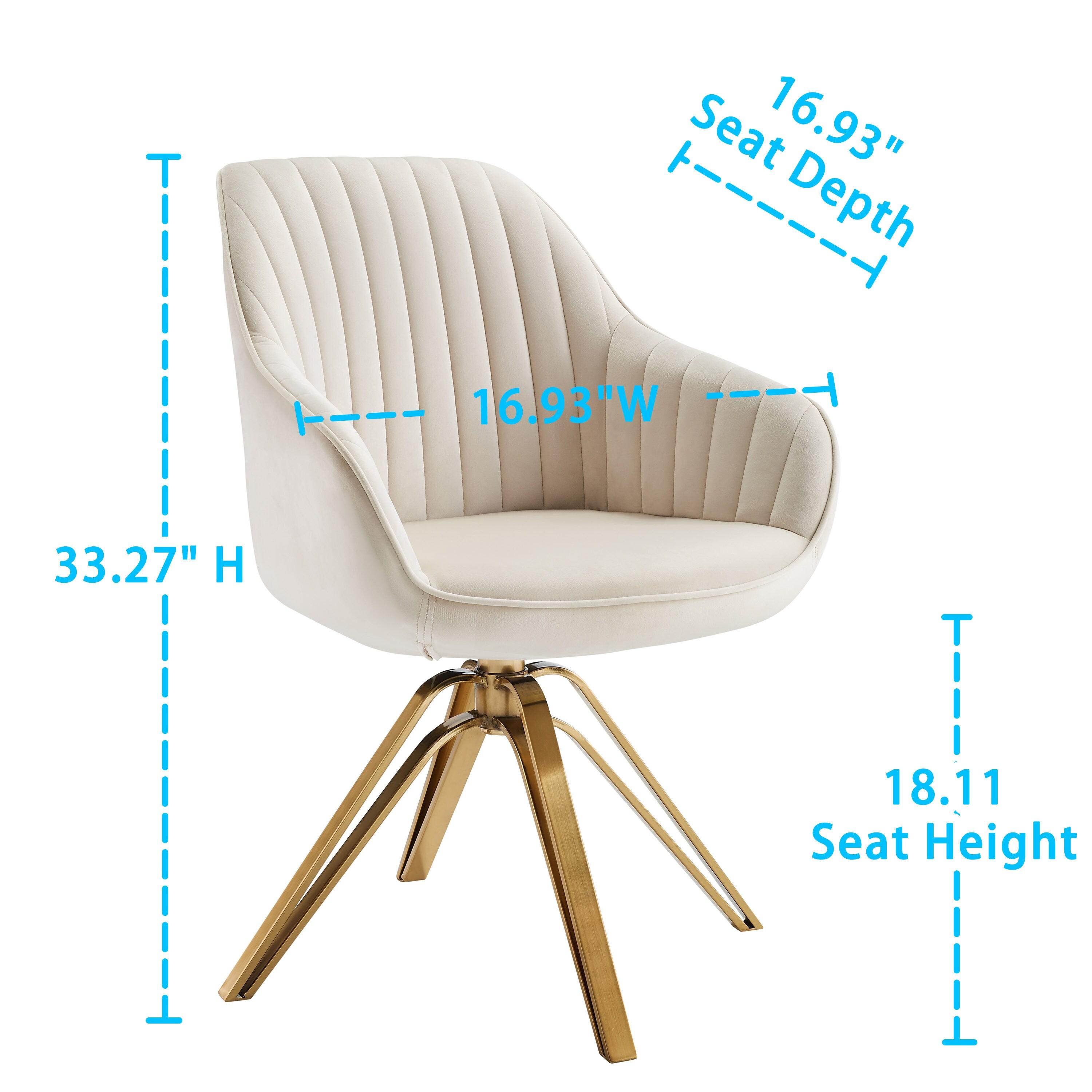 Art Leon Comfortable Velvet Swivel Accent Armchair with Golden Legs, Off White