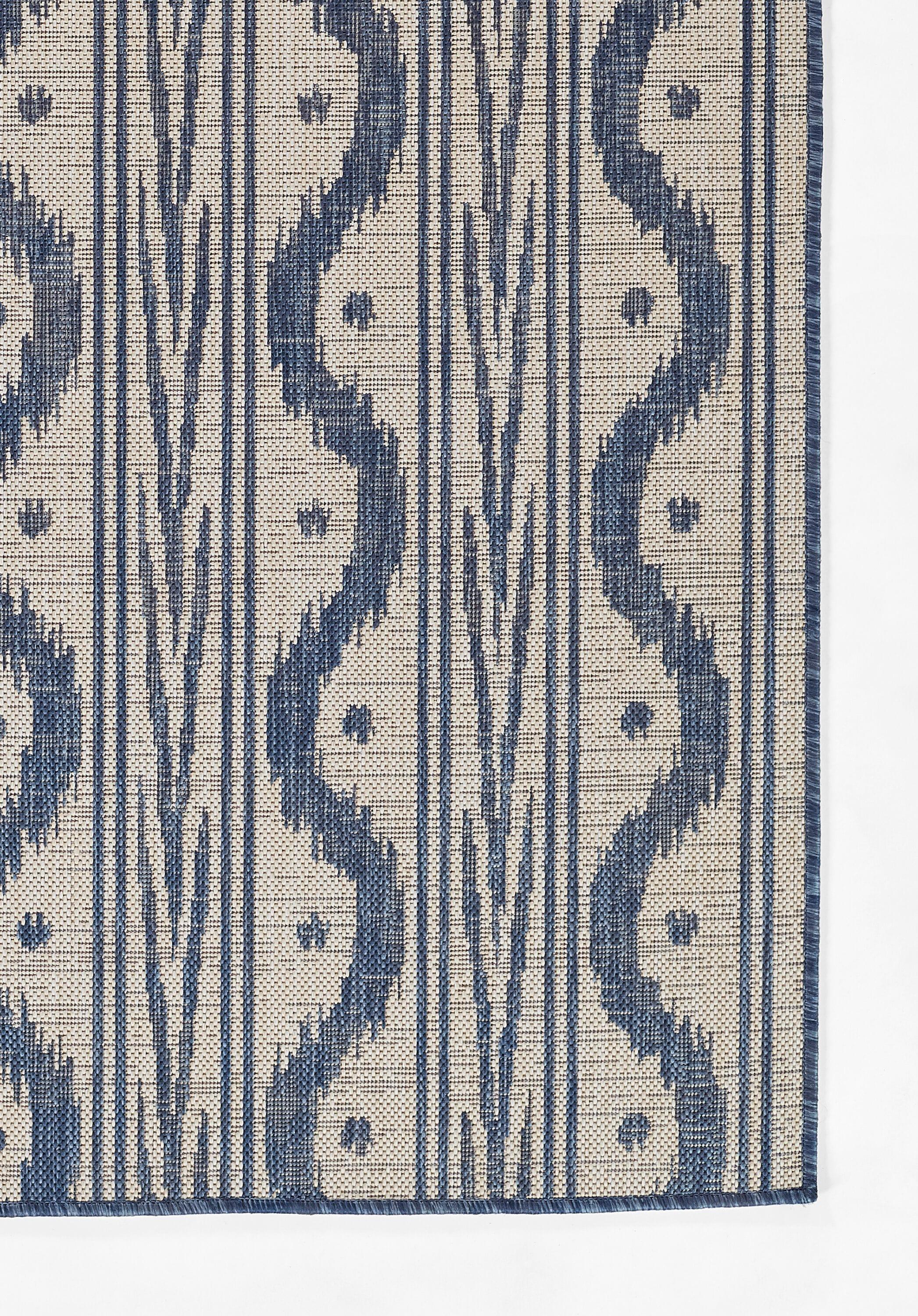 Momeni Riviera Geometric Blue Indoor Outdoor Rug 2' X 3'