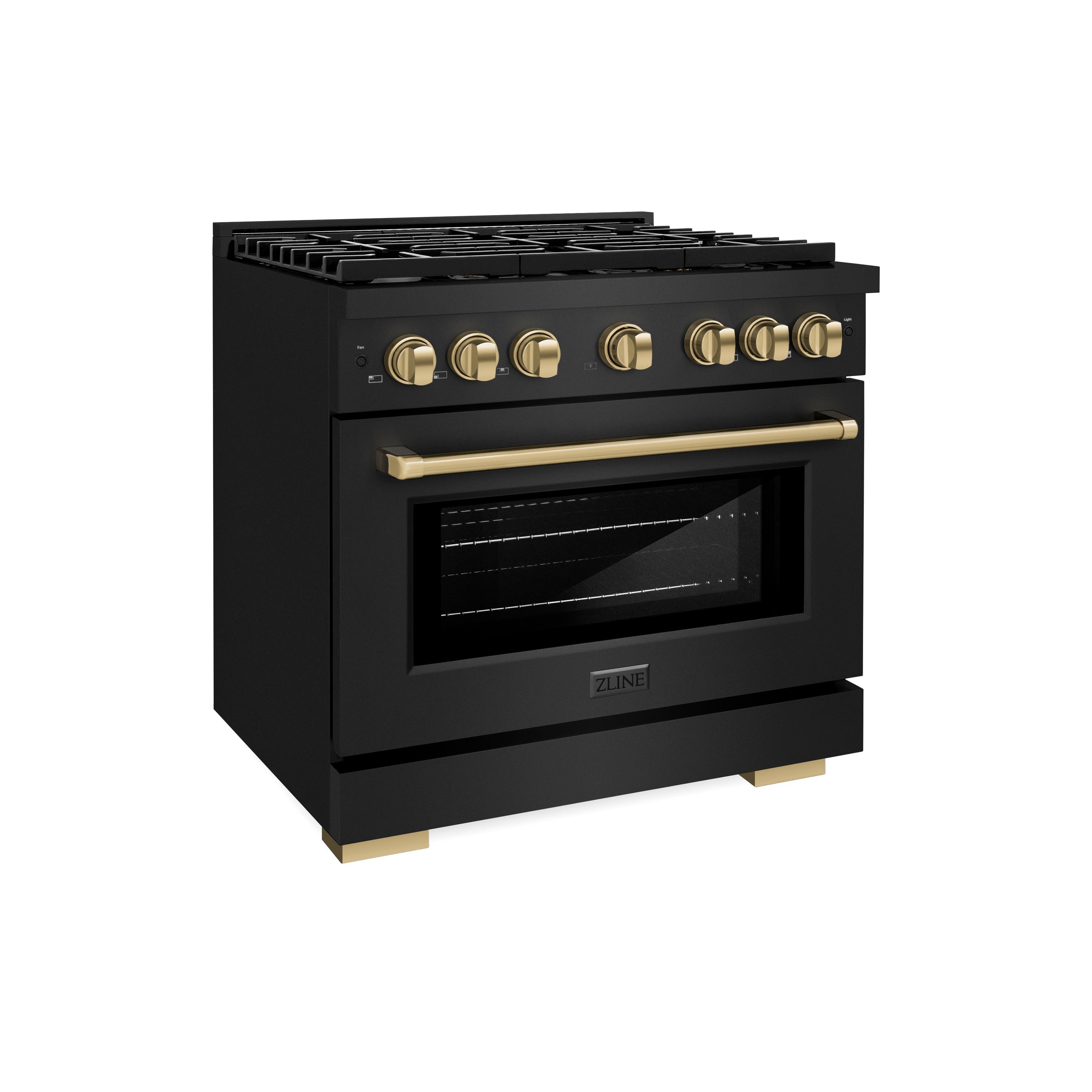 ZLINE Autograph 36" Paramount Dual Fuel Black Stainless Range w/ Bronze Accents