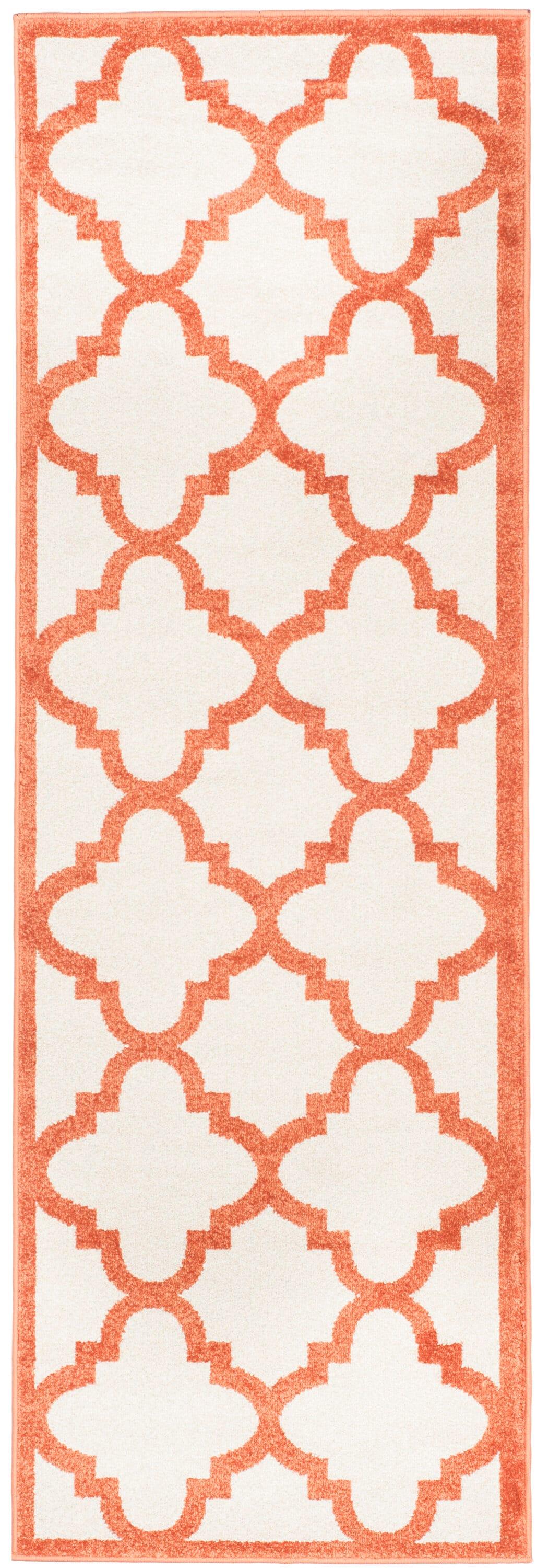 Amherst AMT423 Power Loomed Indoor Runner Rug - Beige/Orange - 2'3"x11' - Safavieh