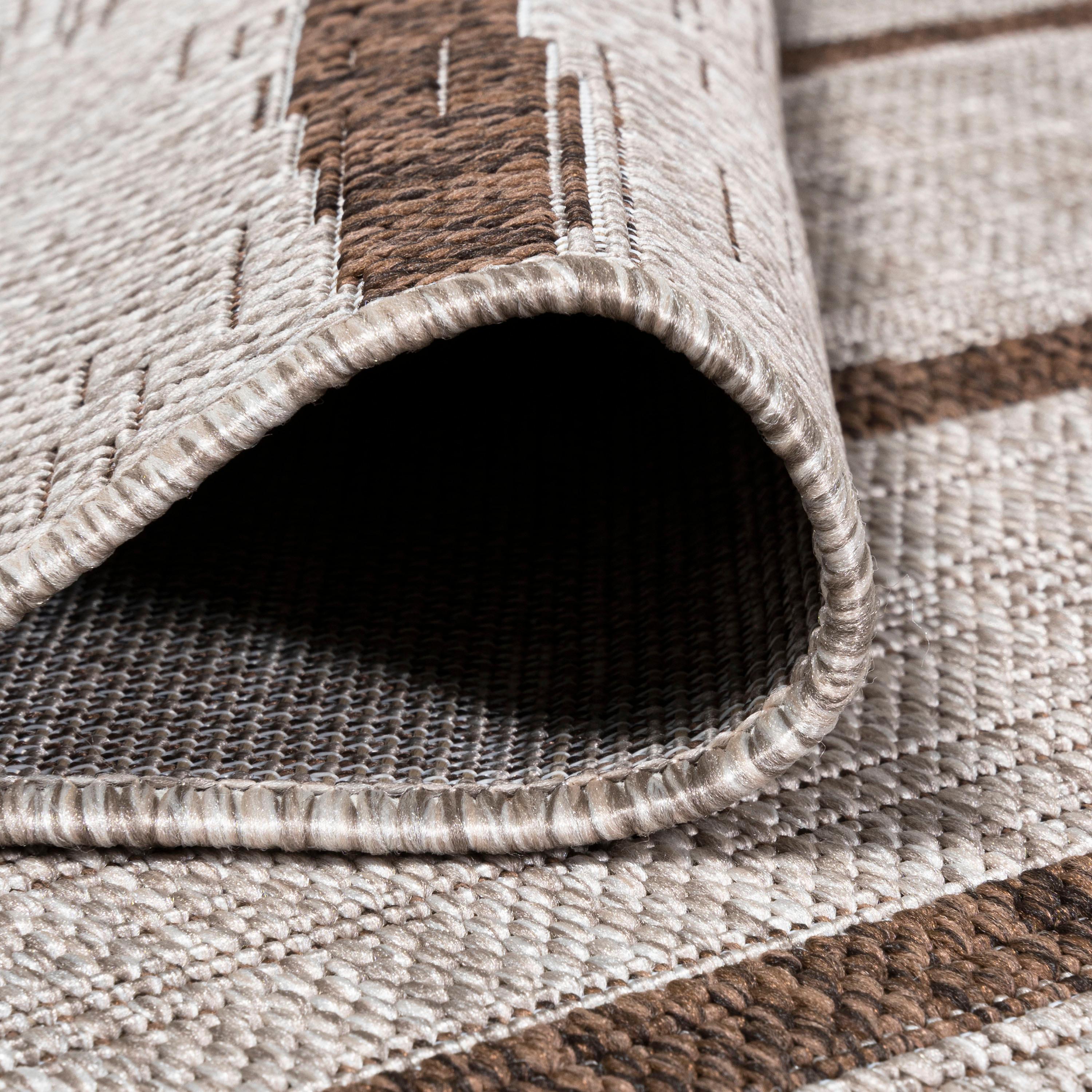 3'x5' Colonia Berber Stripe Indoor/Outdoor Area Rug, Beige/Brown - JONATHAN Y