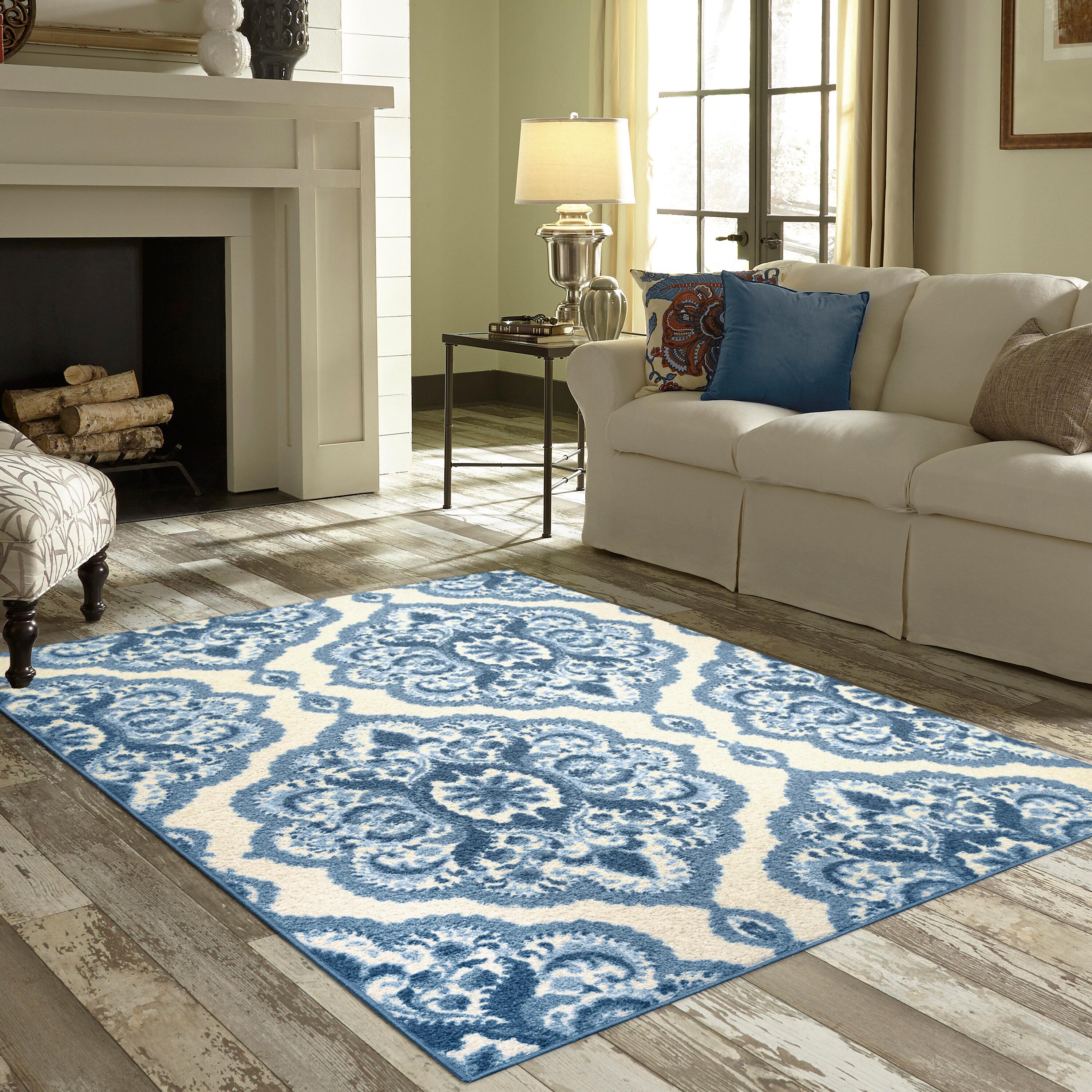 Hertel Floral Blue Area Rug