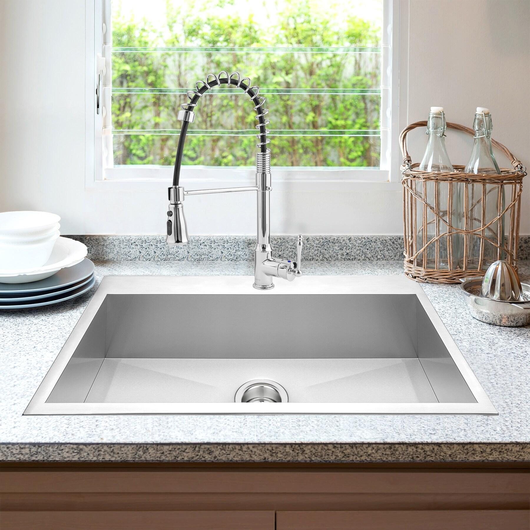 33" x 22" Drop-In Kitchen Sink with Faucet