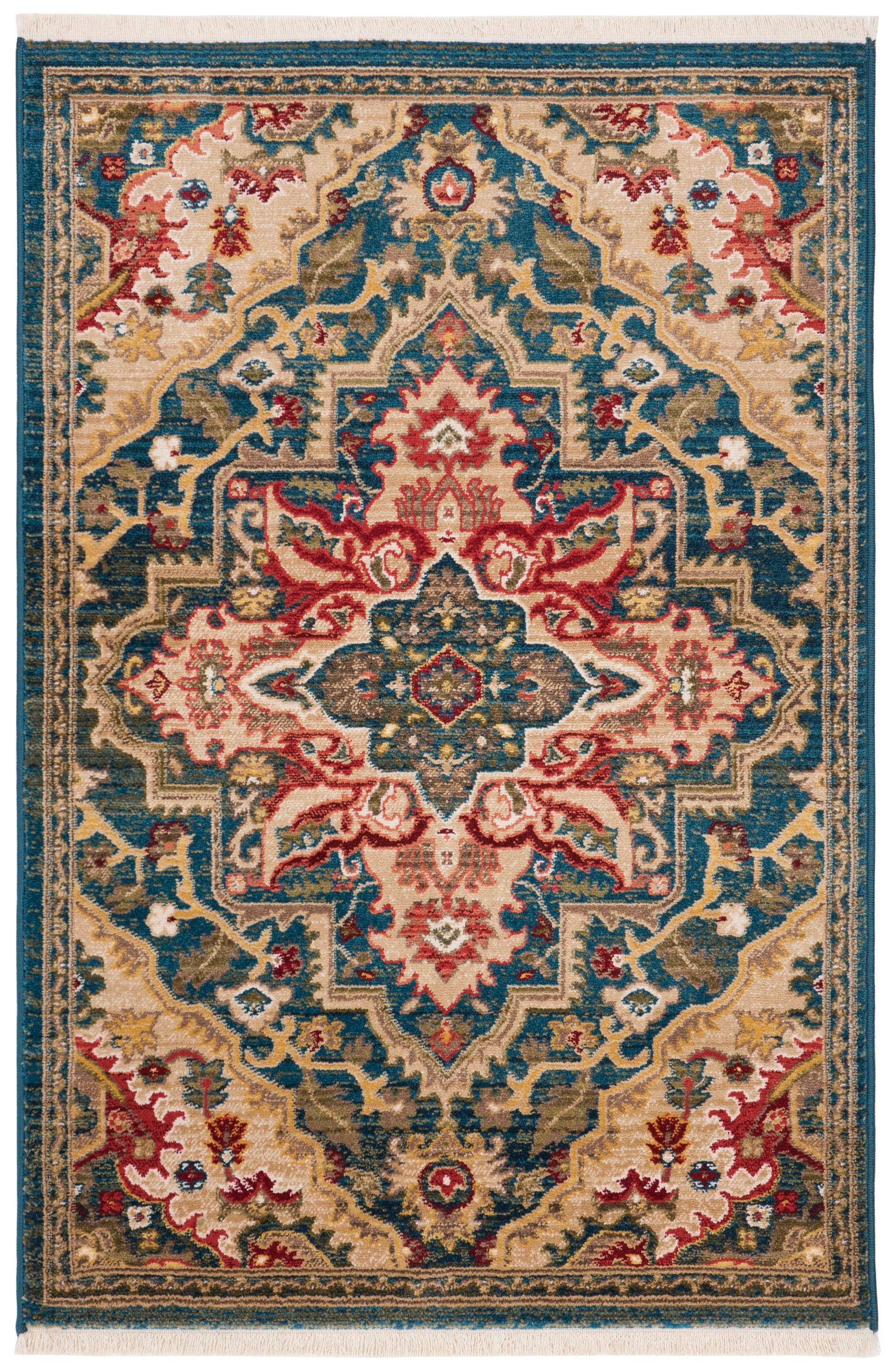 Kashan KSN304 Power Loomed Accent Rug - Blue/Beige - 3'3"x4'10" - Safavieh.