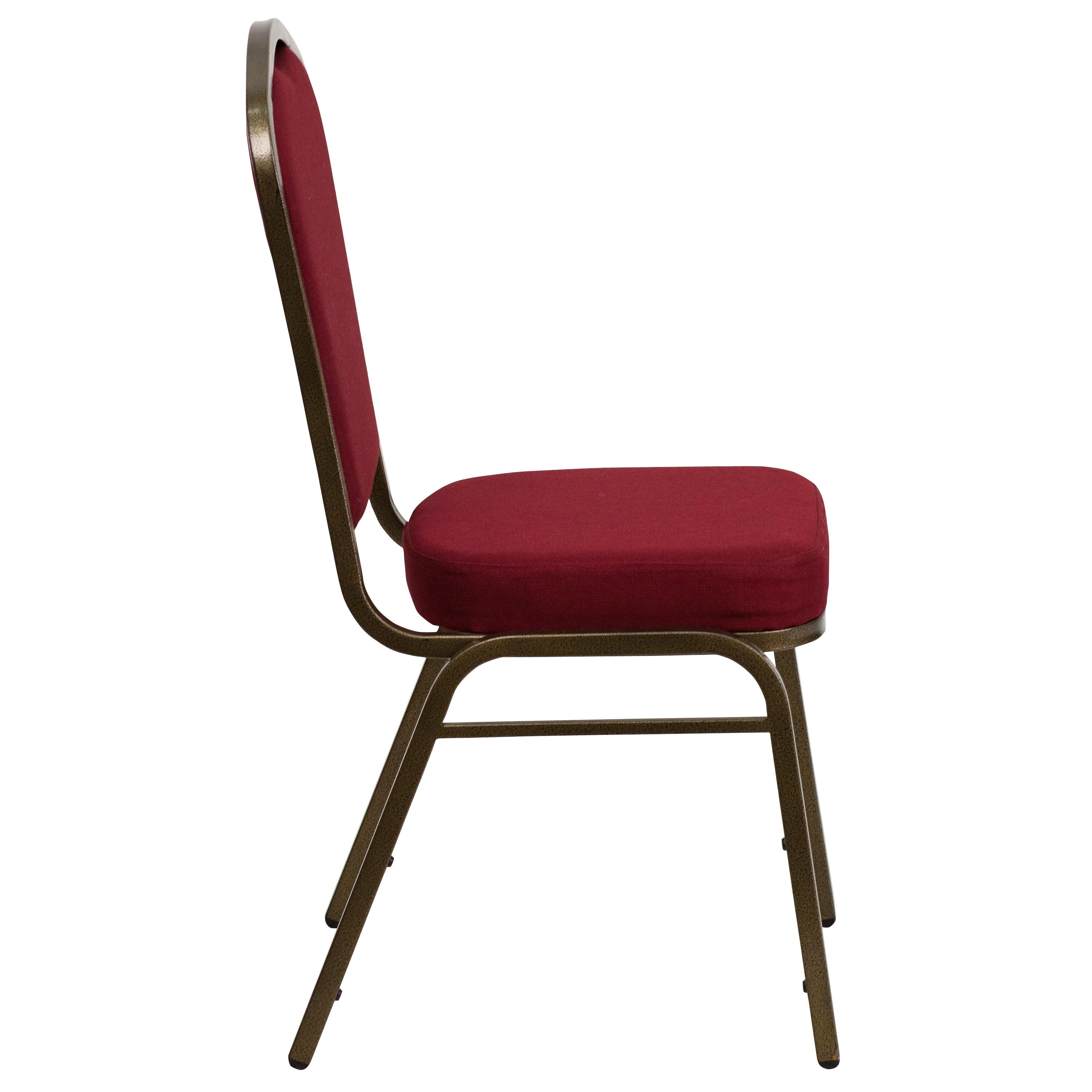 Flash Furniture HERCULES Series Crown Back Stacking Banquet Chair in Burgundy Fabric - Gold Vein Frame