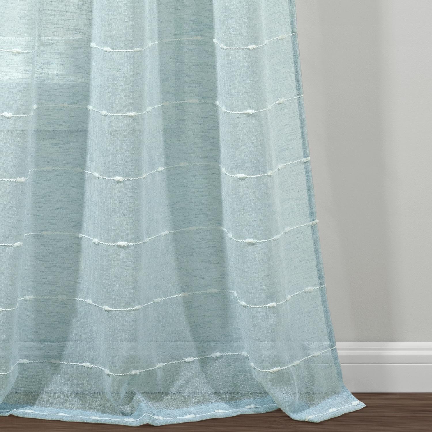 Farmhouse Textured Polyester Sheer Curtain Pair (Set of 2)