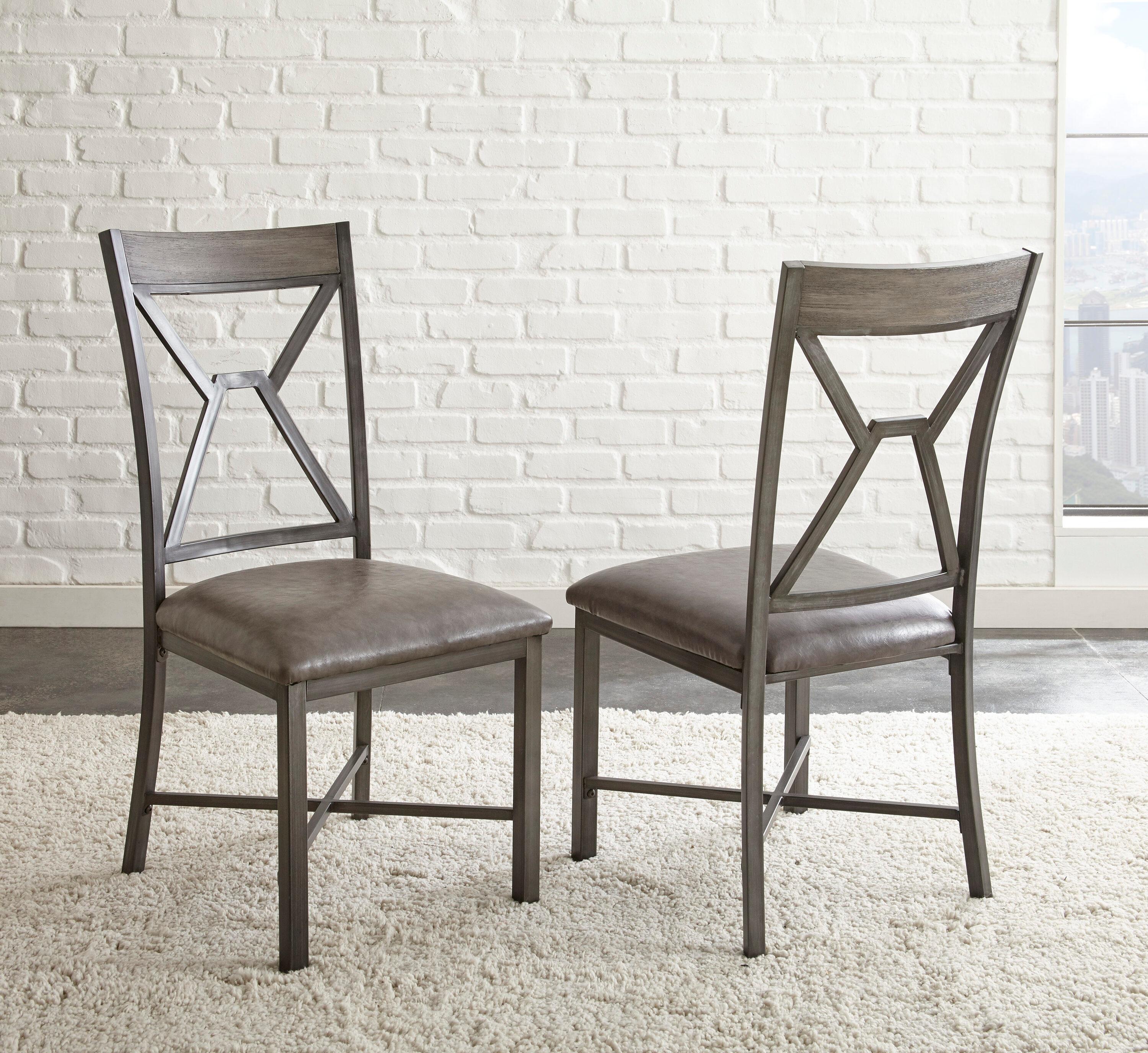 Set of 2 Alamo Side Chair Gray: Upholstered, Metal Legs, Geometric Cutouts - Steve Silver Co.