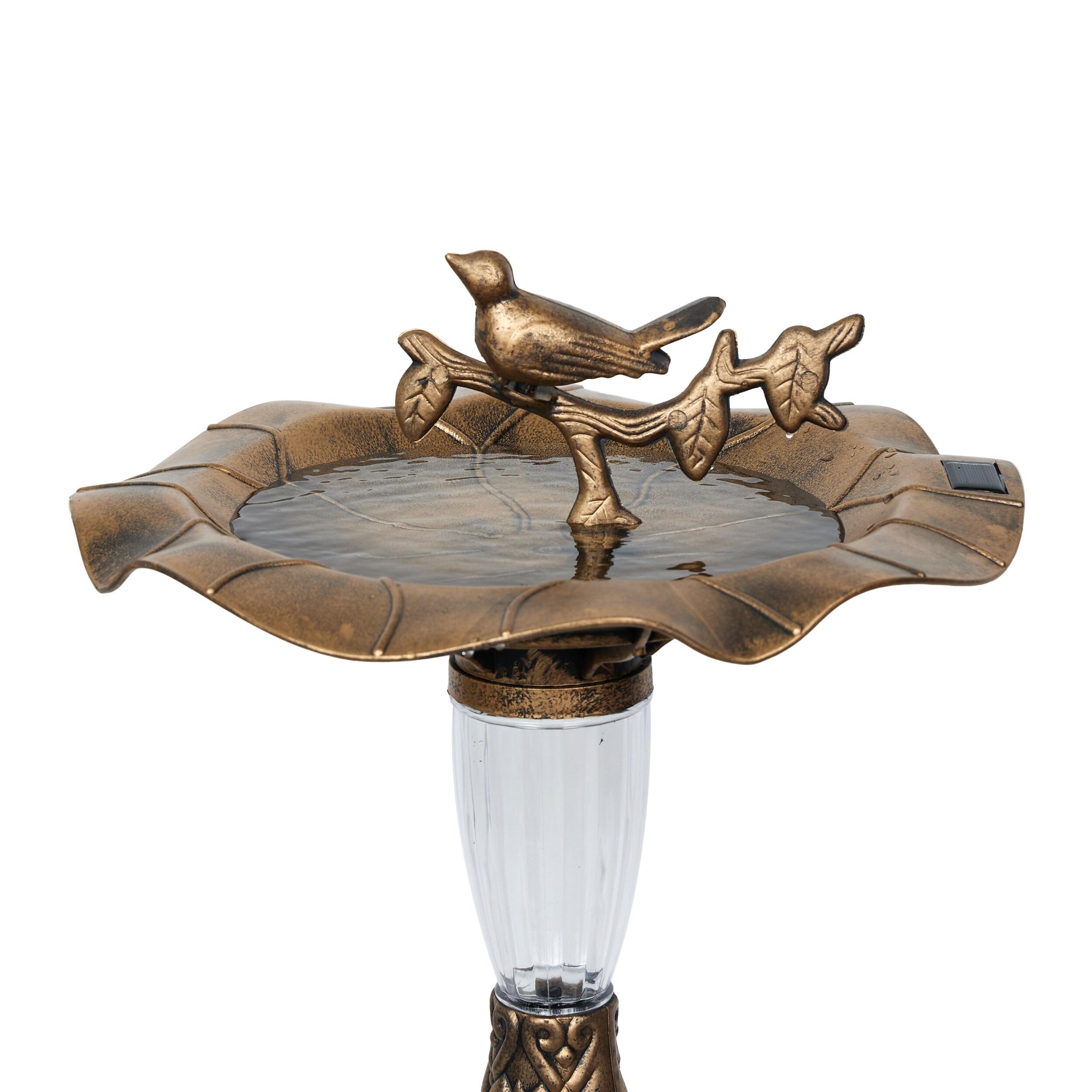 Alpine 41"H Solar Birdbath with Birds and LED Light for Garden