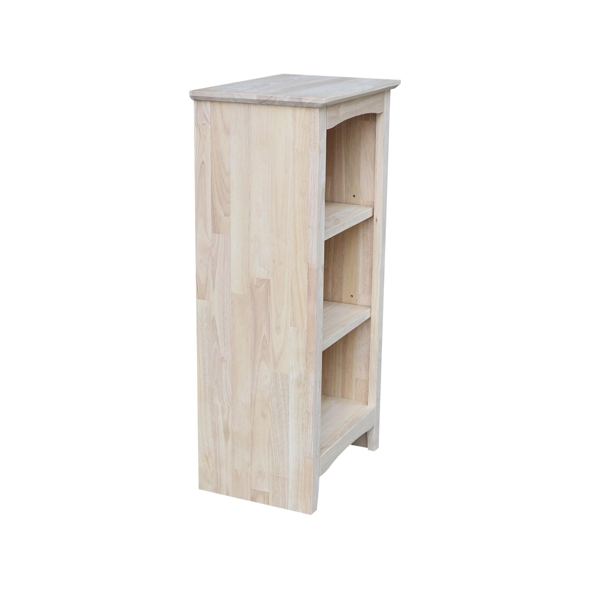 36" Shaker Bookcase Unfinished Brown - International Concepts: Solid Parawood, 2-Tier Storage