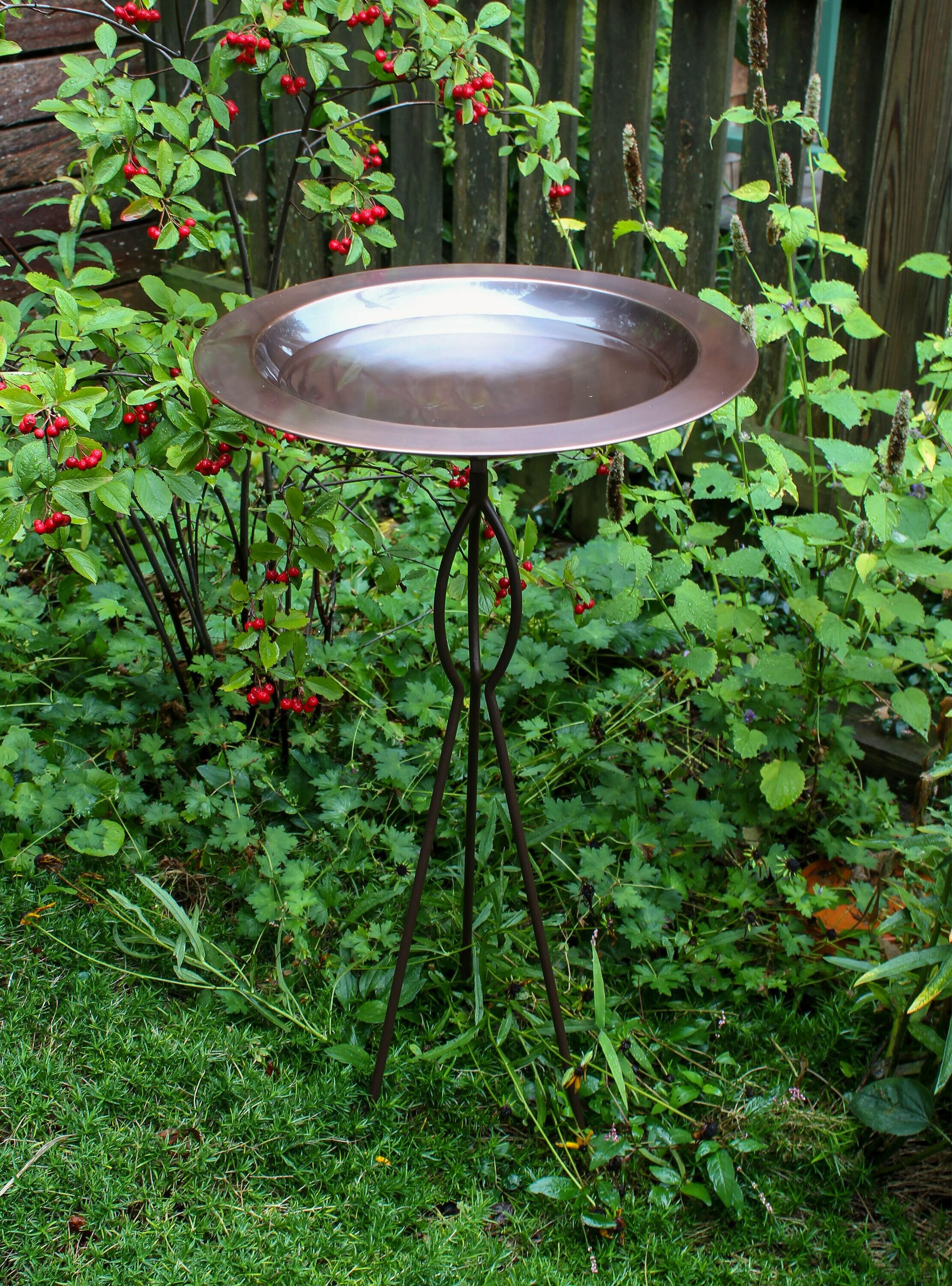 18" Classic Copper Birdbath with Tripod Stake