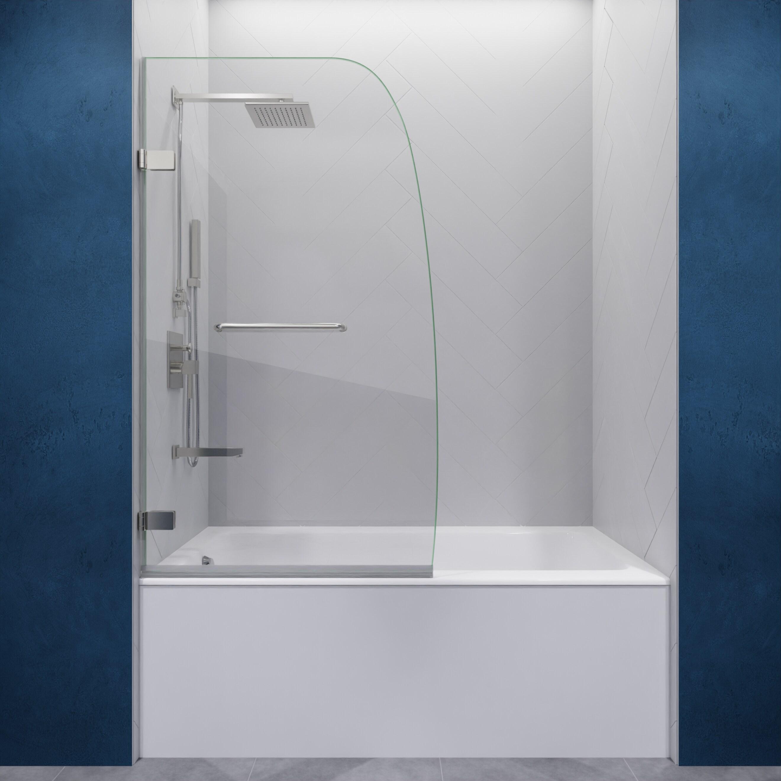 Vensea 31.5" W x 58" H Hinged Frameless Tub Door with Tsunami Guard