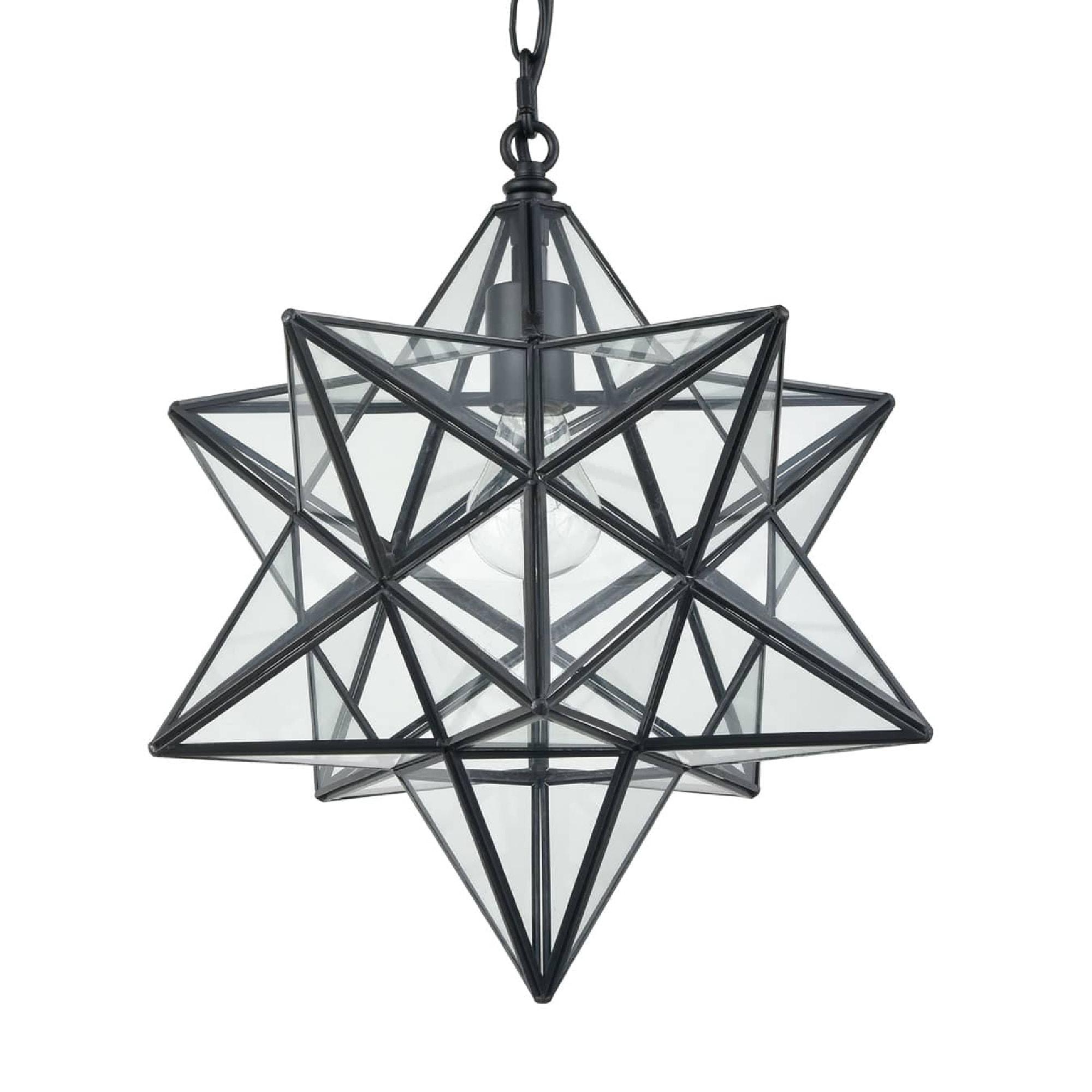 Geometric Black and Clear Glass Star Pendant Light